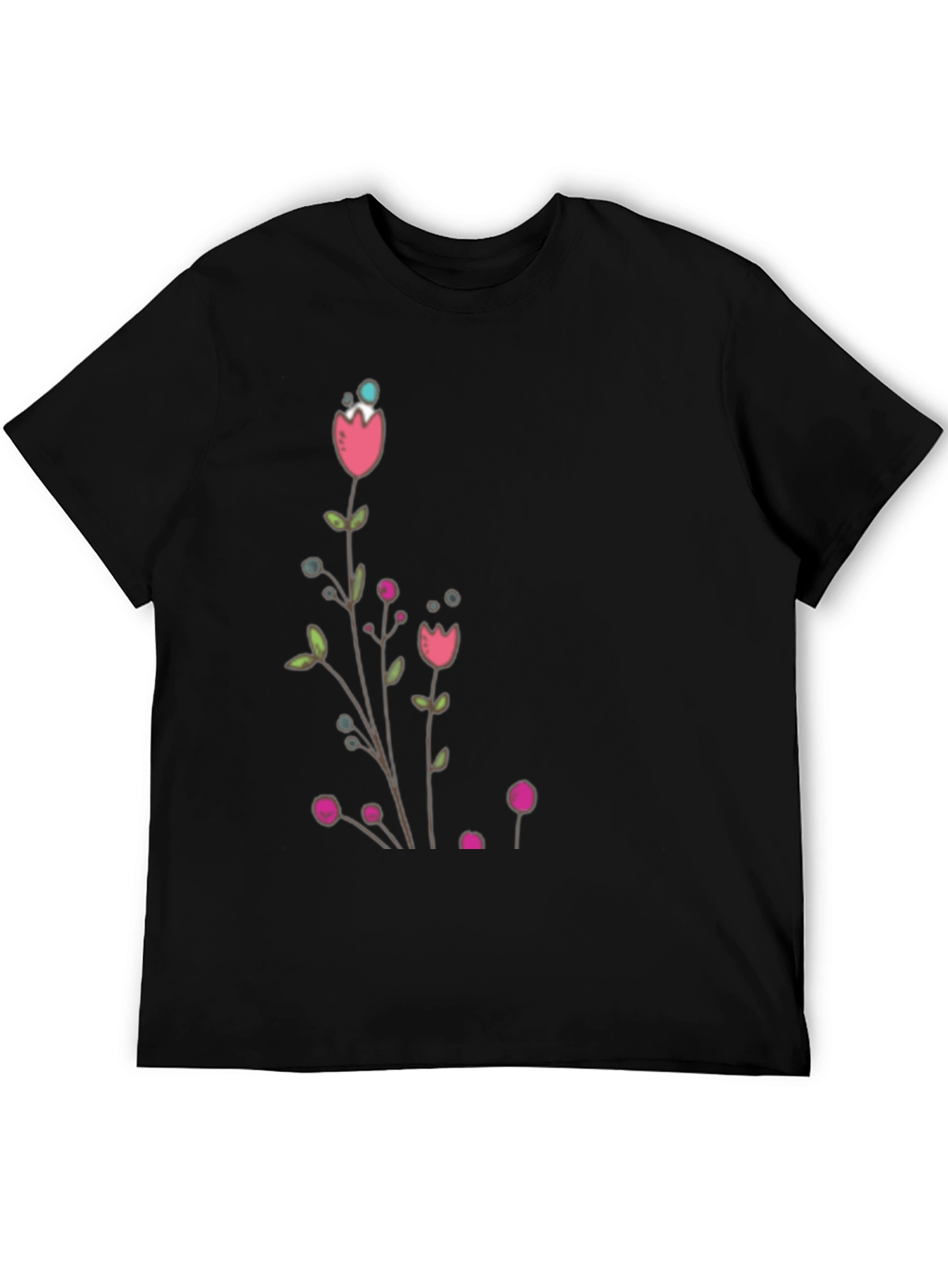 Floral T-Shirt - Black Cotton Tee