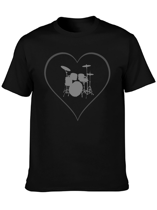 Drum Set Heart Graphic T-Shirt