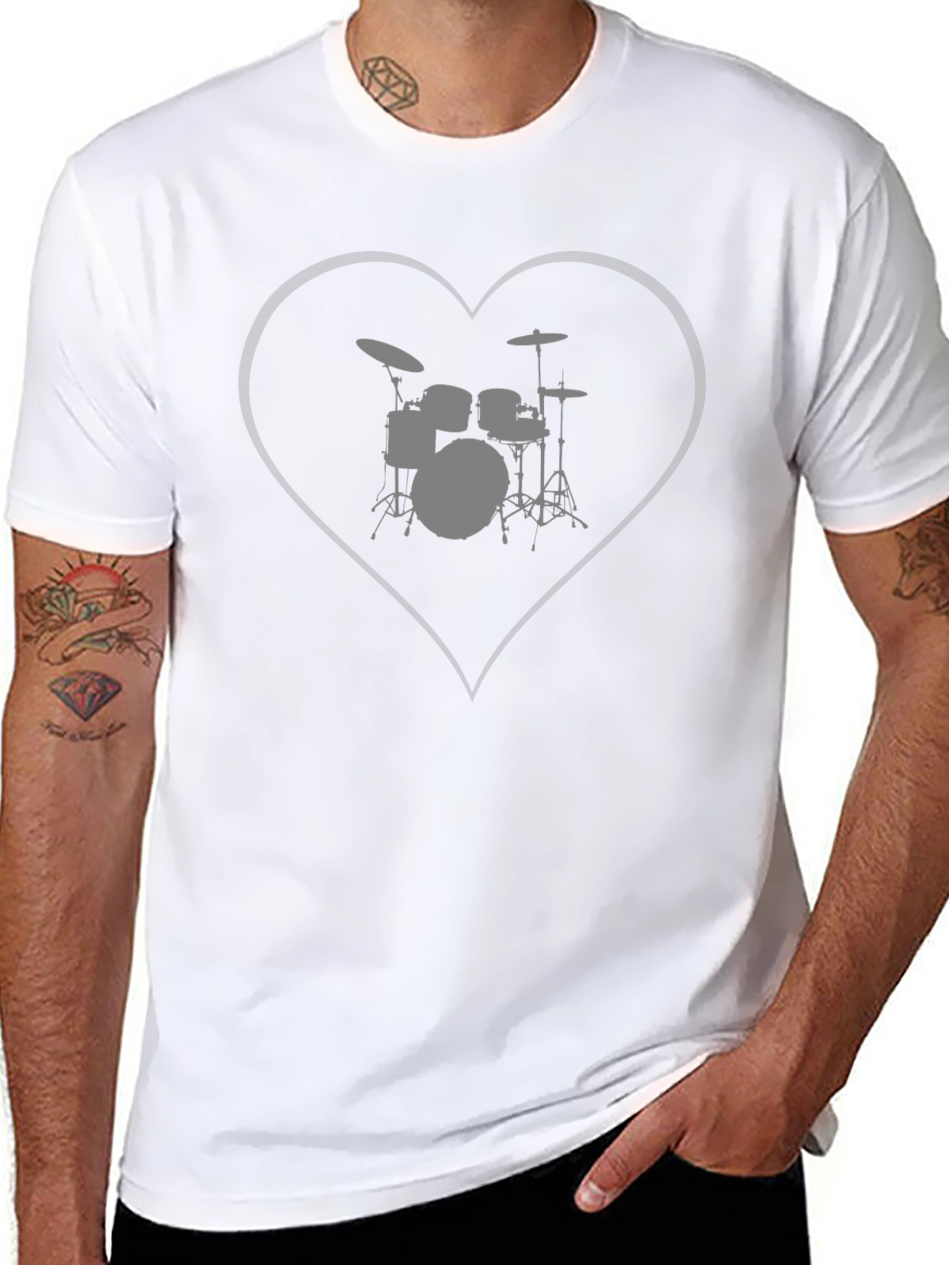 Drum Set Heart Graphic T-Shirt