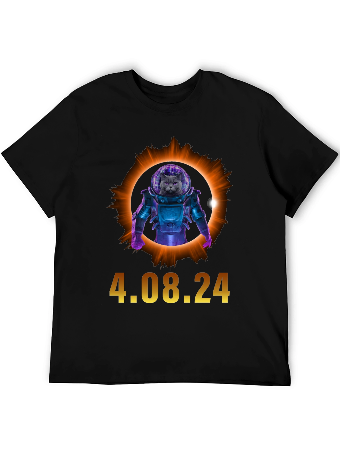 Total Solar Eclipse Cat Astronaut T-Shirt 4.08.24