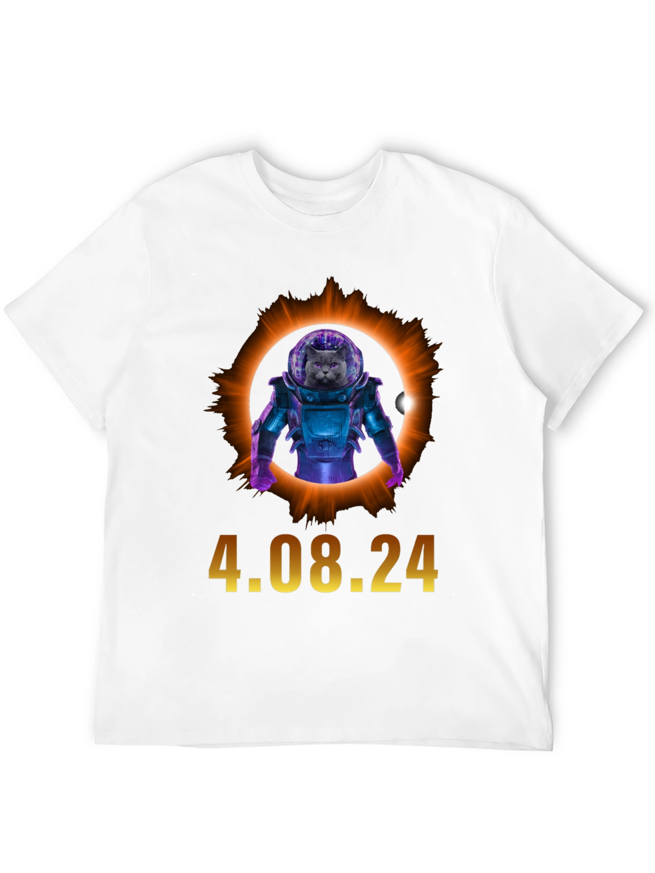 Total Solar Eclipse Cat Astronaut T-Shirt 4.08.24