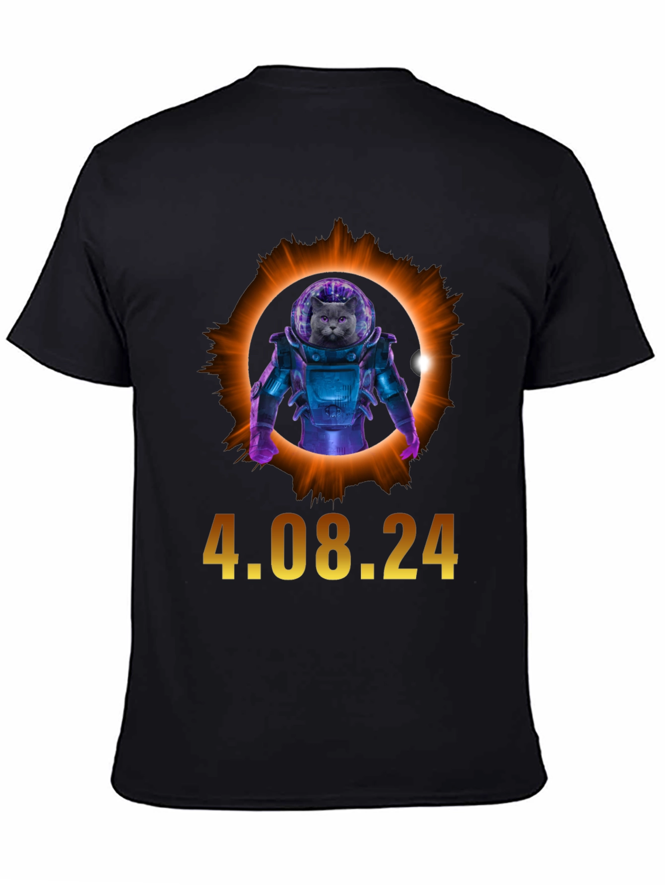Total Solar Eclipse Cat Astronaut T-Shirt 4.08.24
