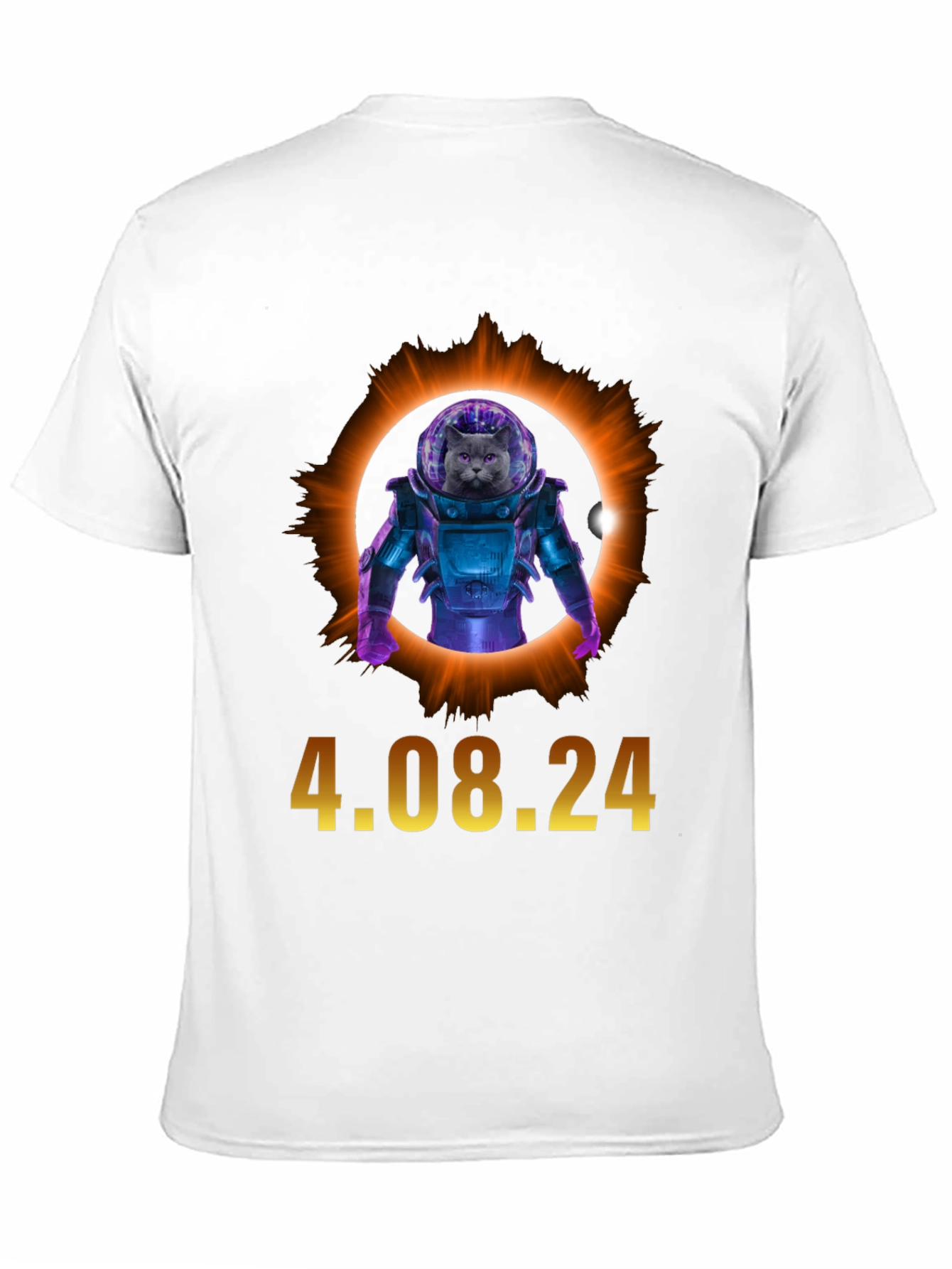 Total Solar Eclipse Cat Astronaut T-Shirt 4.08.24