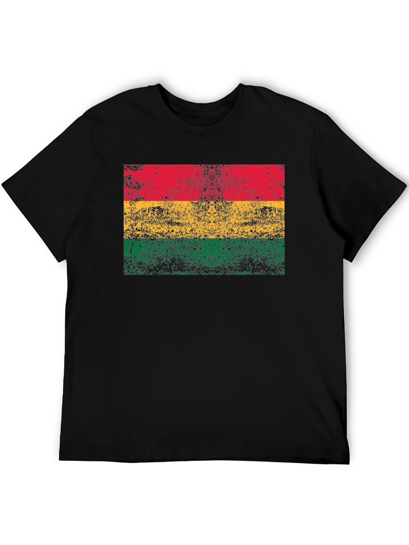 Rasta Flag Graphic T-Shirt - Black Crew Neck Tee