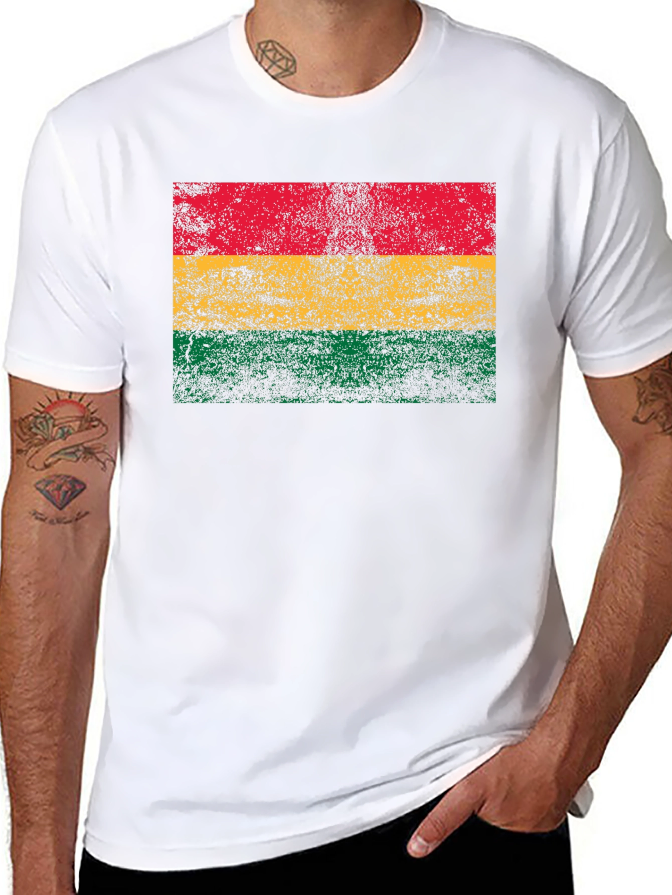 Rasta Flag Graphic T-Shirt - Black Crew Neck Tee