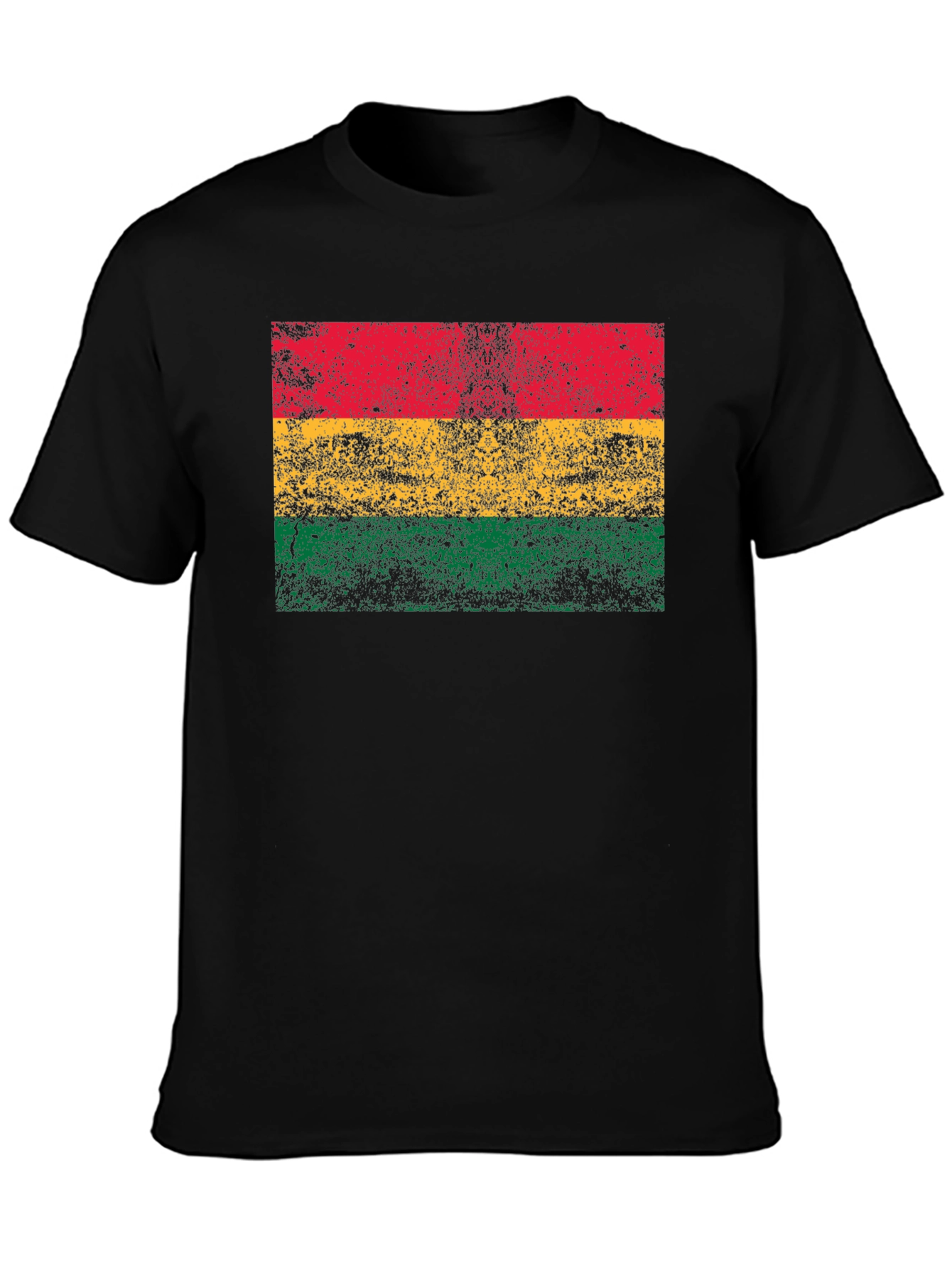 Rasta Flag Graphic T-Shirt - Black Crew Neck Tee