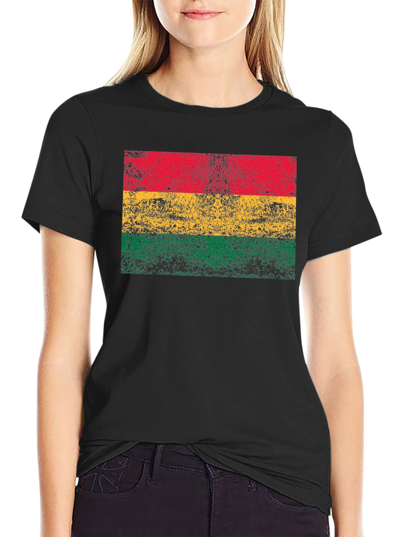 Rasta Flag Graphic T-Shirt - Black Crew Neck Tee
