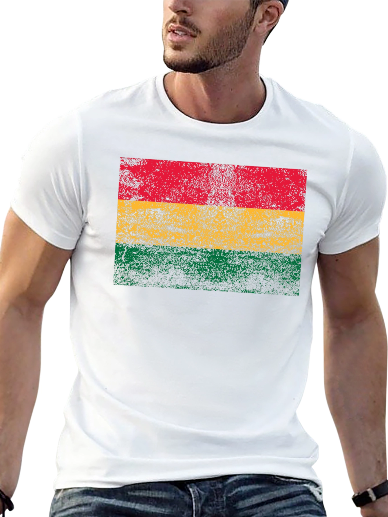 Rasta Flag Graphic T-Shirt - Black Crew Neck Tee