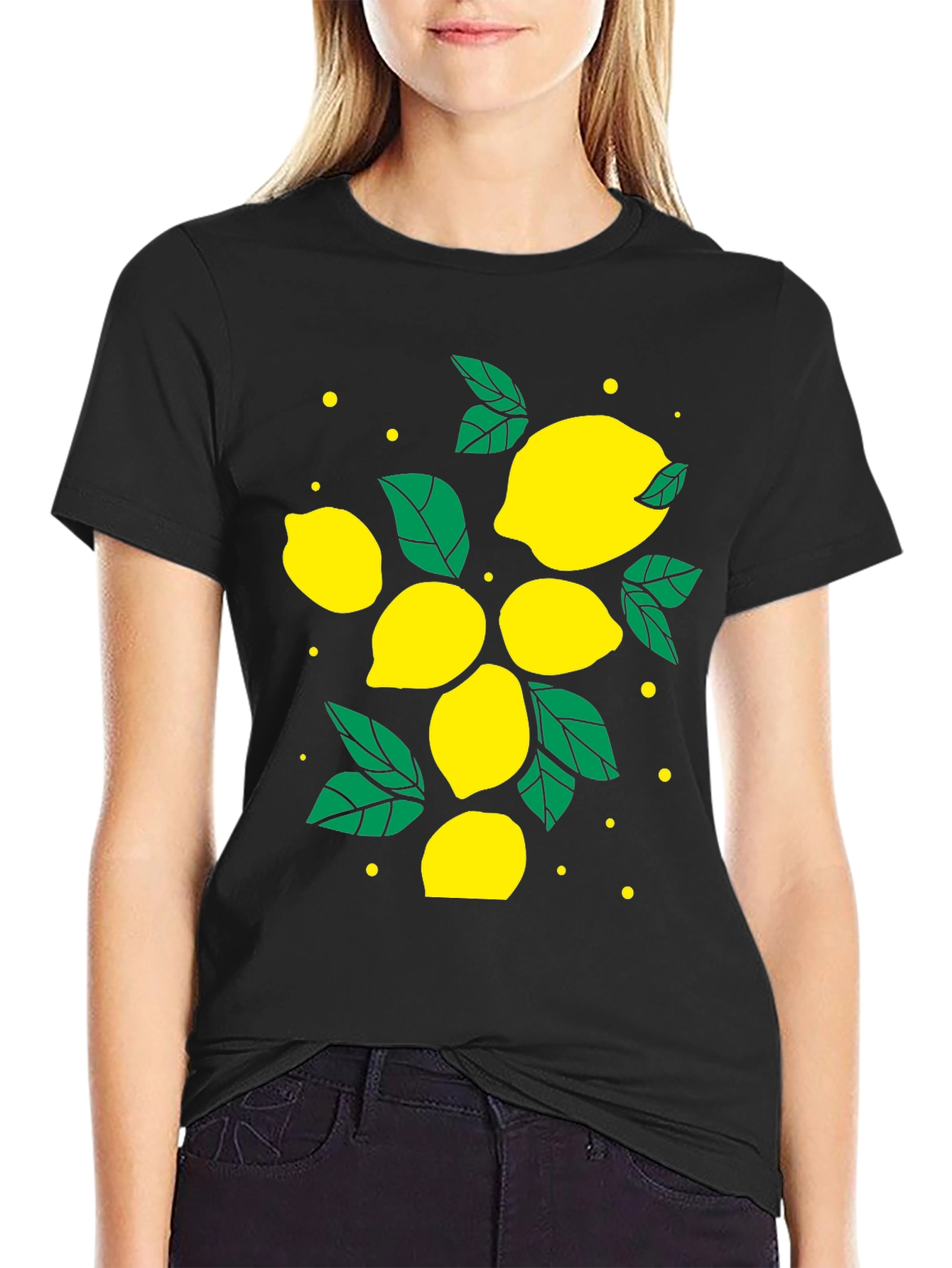 Lemon Print Black T-Shirt - Fresh & Stylish