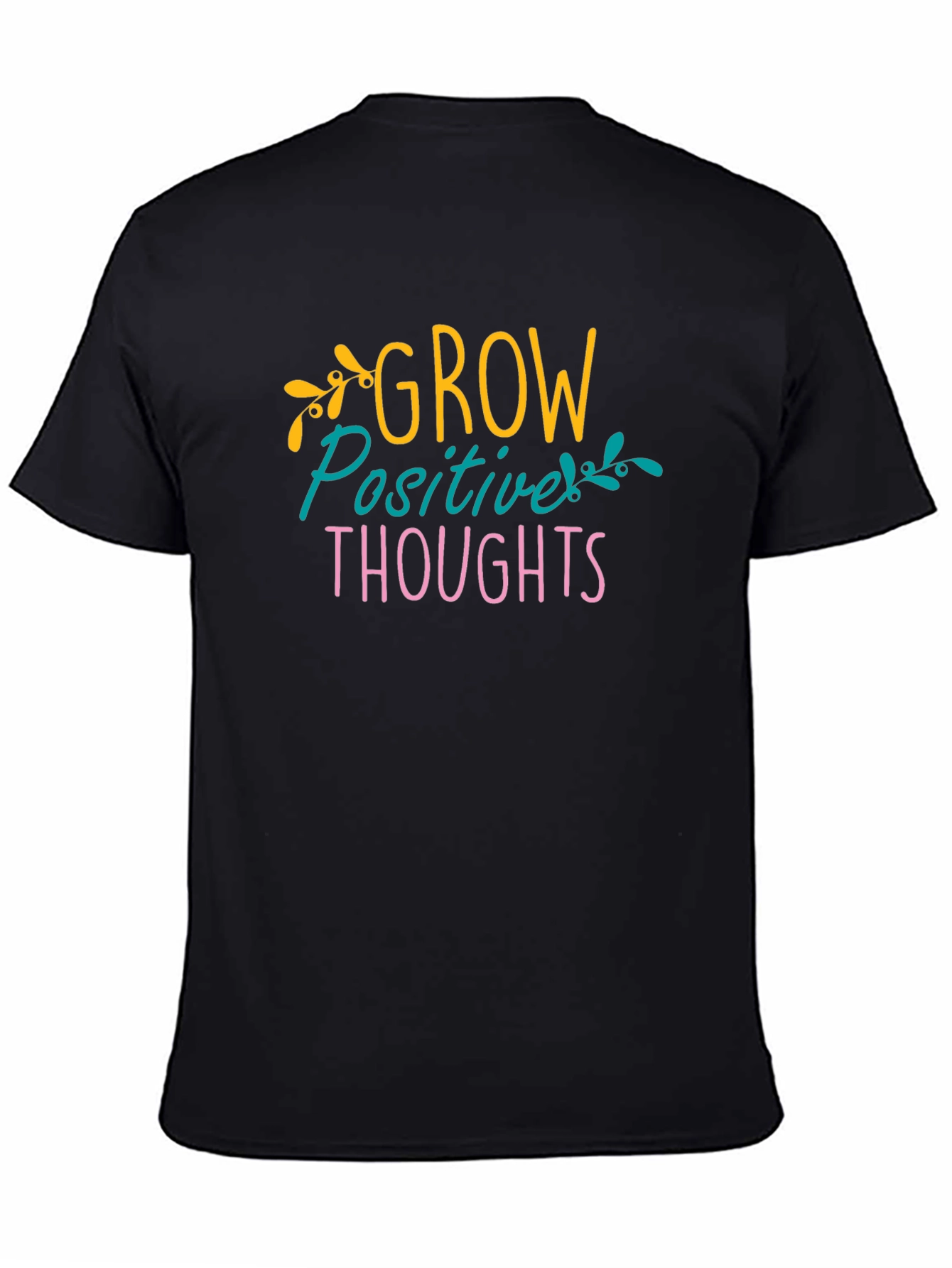 Grow Positive Thoughts Black Graphic Tee