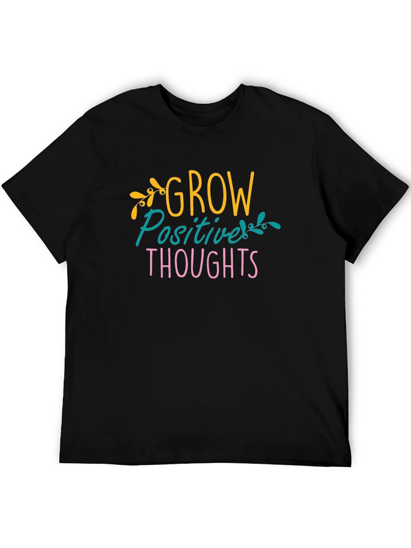 Grow Positive Thoughts Black Graphic Tee