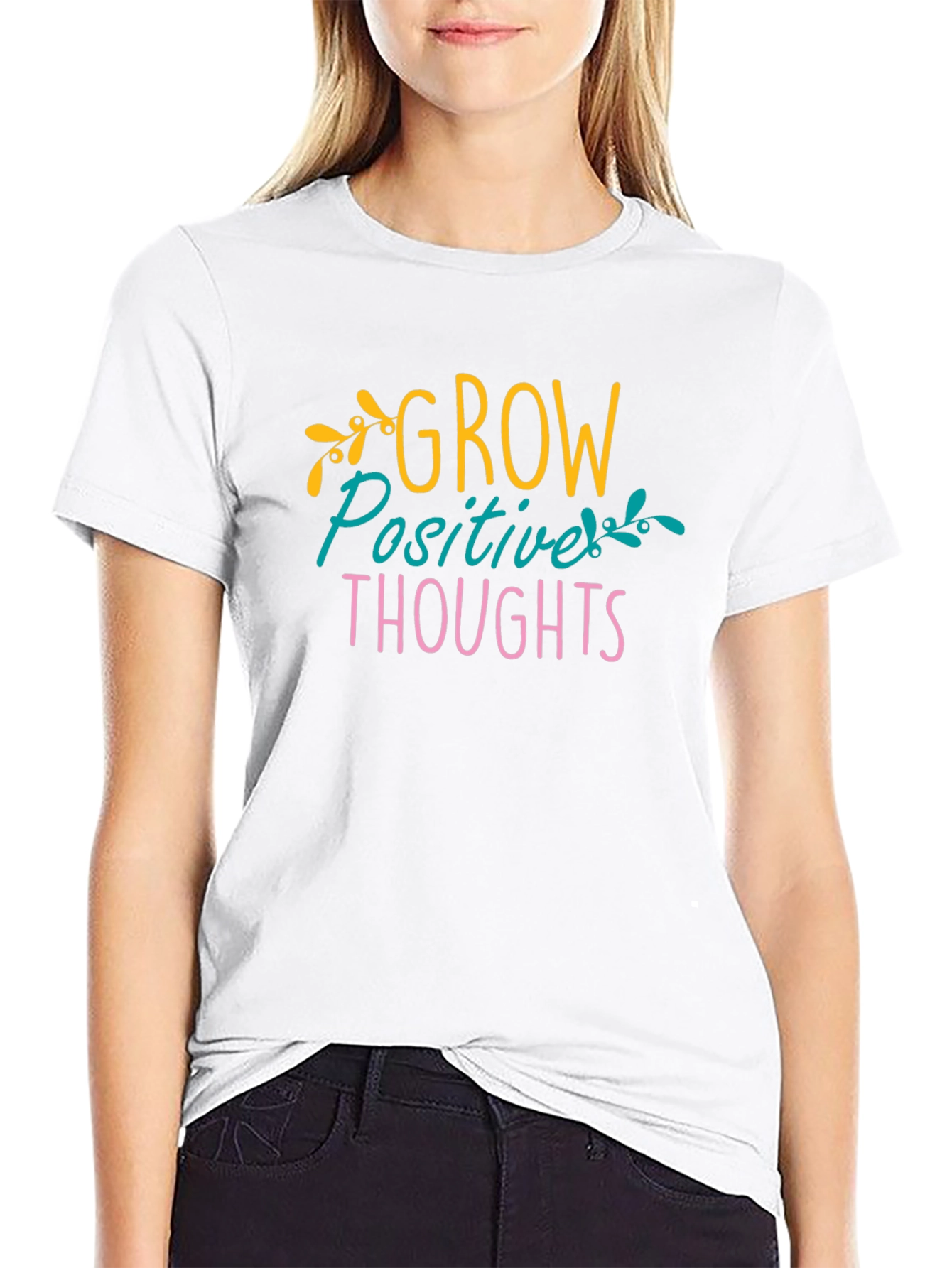Grow Positive Thoughts Black Graphic Tee