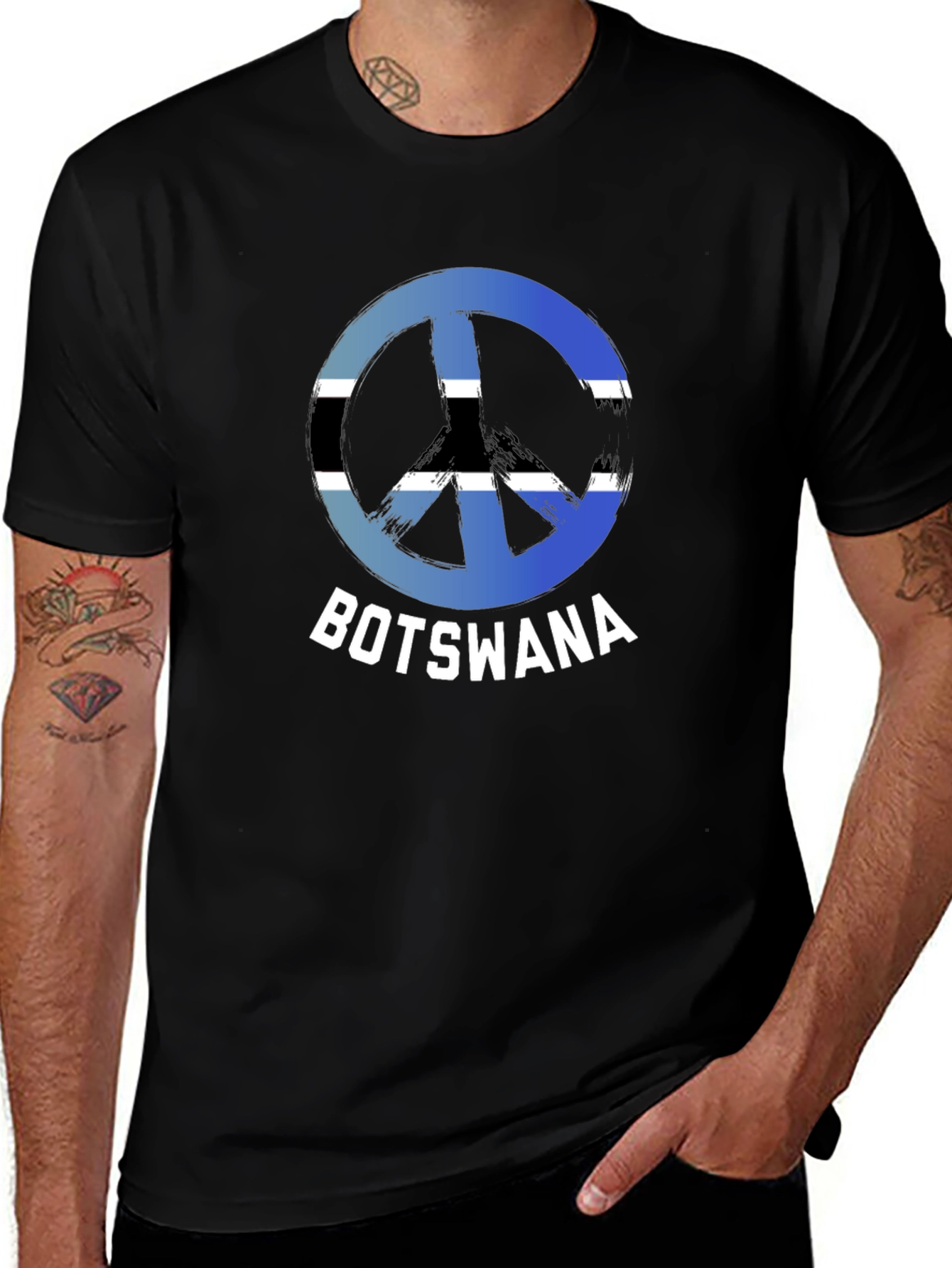 Botswana Peace Sign T-Shirt - Black