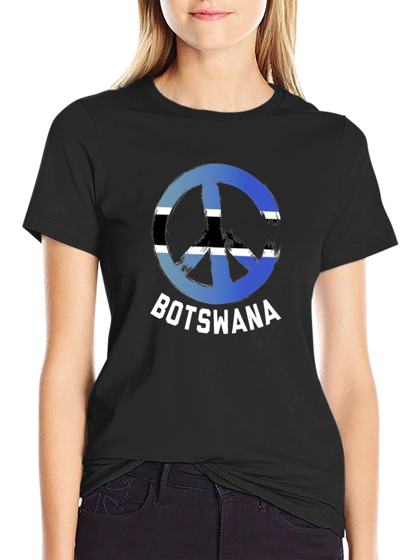 Botswana Peace Sign T-Shirt - Black