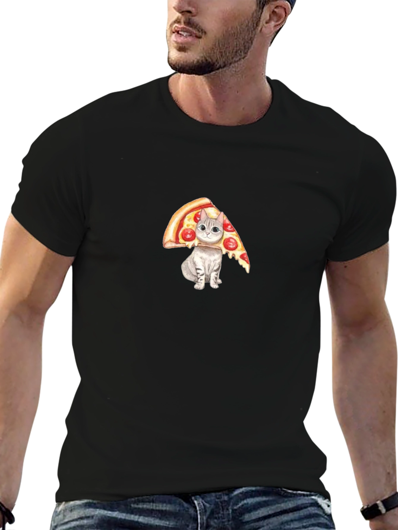 Pizza Cat Graphic Tee - Funny Novelty T-Shirt