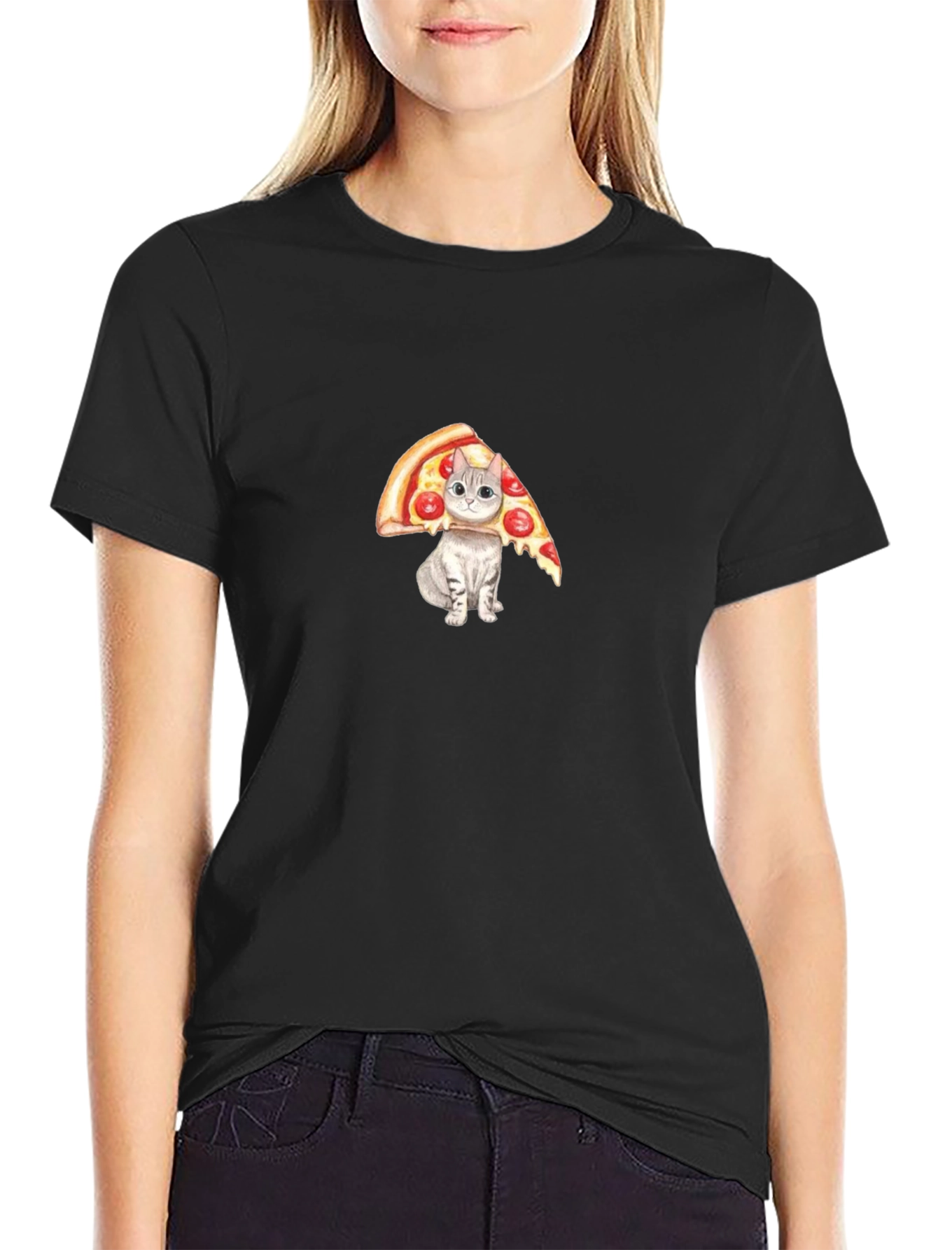 Pizza Cat Graphic Tee - Funny Novelty T-Shirt