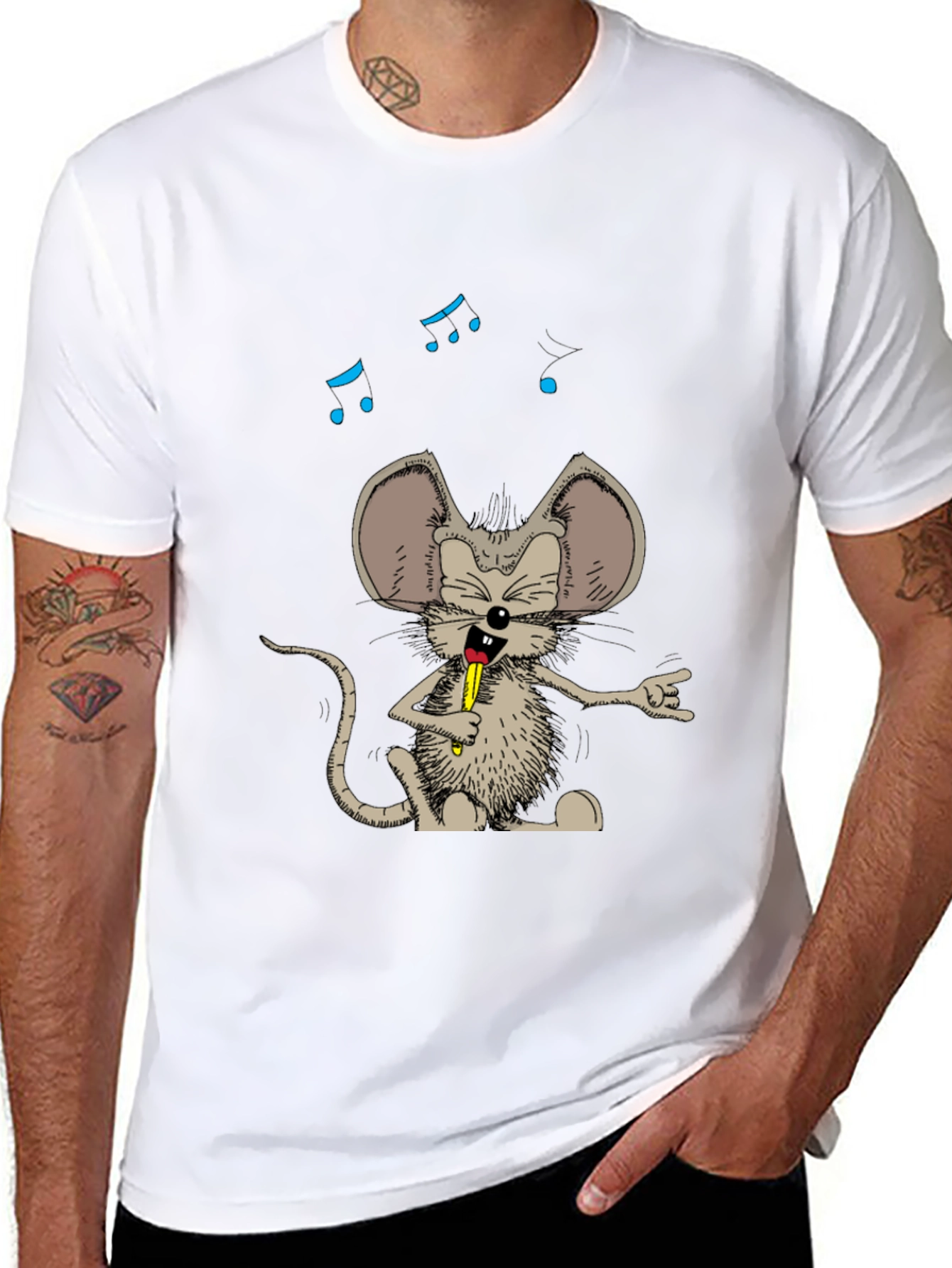 Rock On Rat Graphic Tee - Cool Cartoon Style