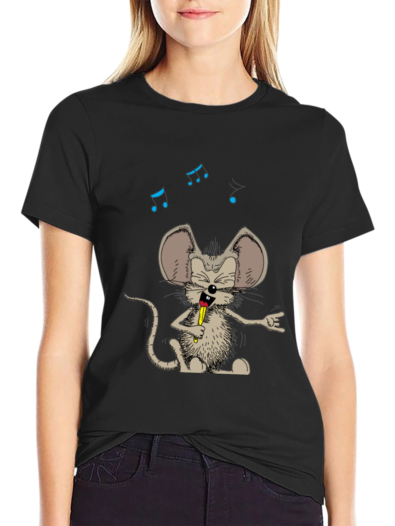 Rock On Rat Graphic Tee - Cool Cartoon Style