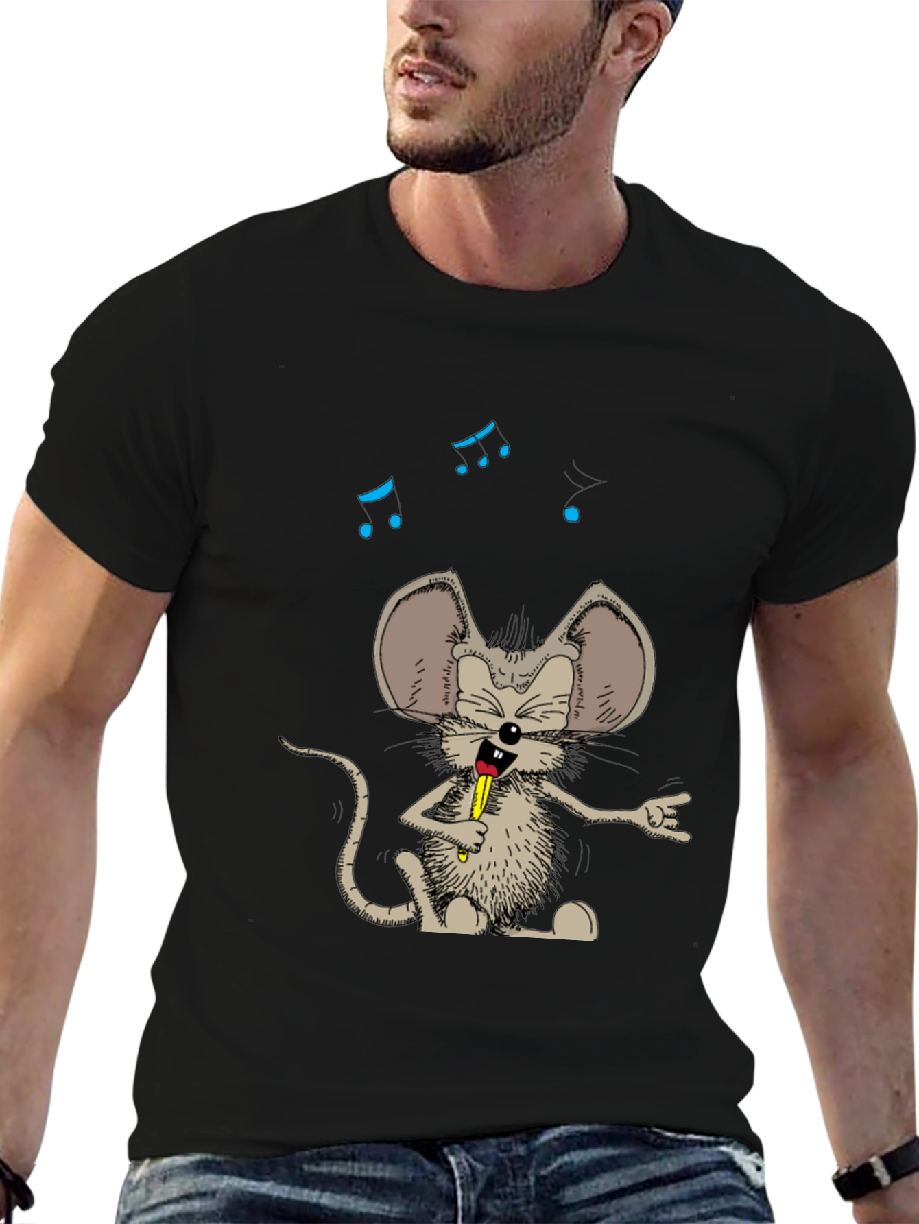 Rock On Rat Graphic Tee - Cool Cartoon Style