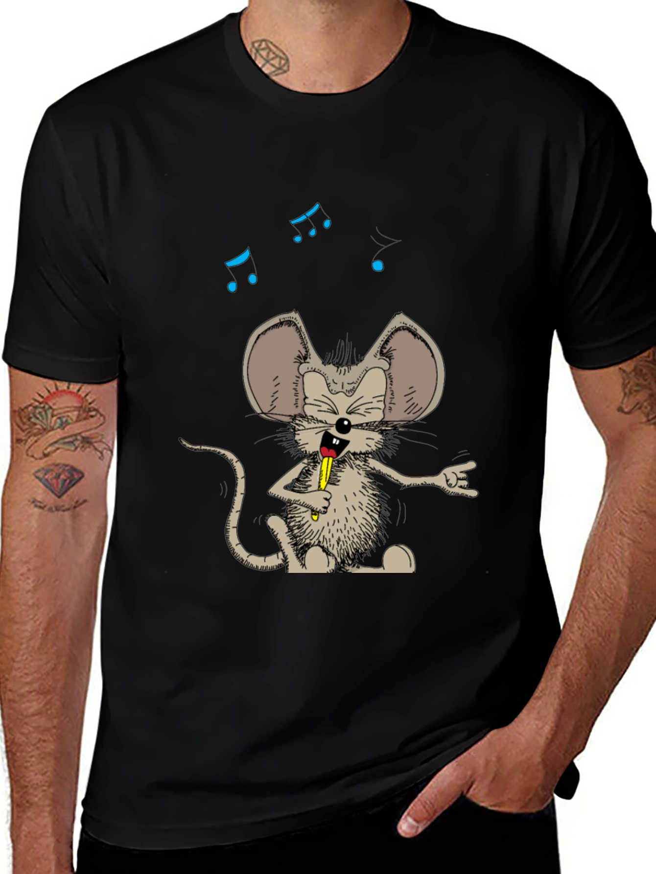Rock On Rat Graphic Tee - Cool Cartoon Style