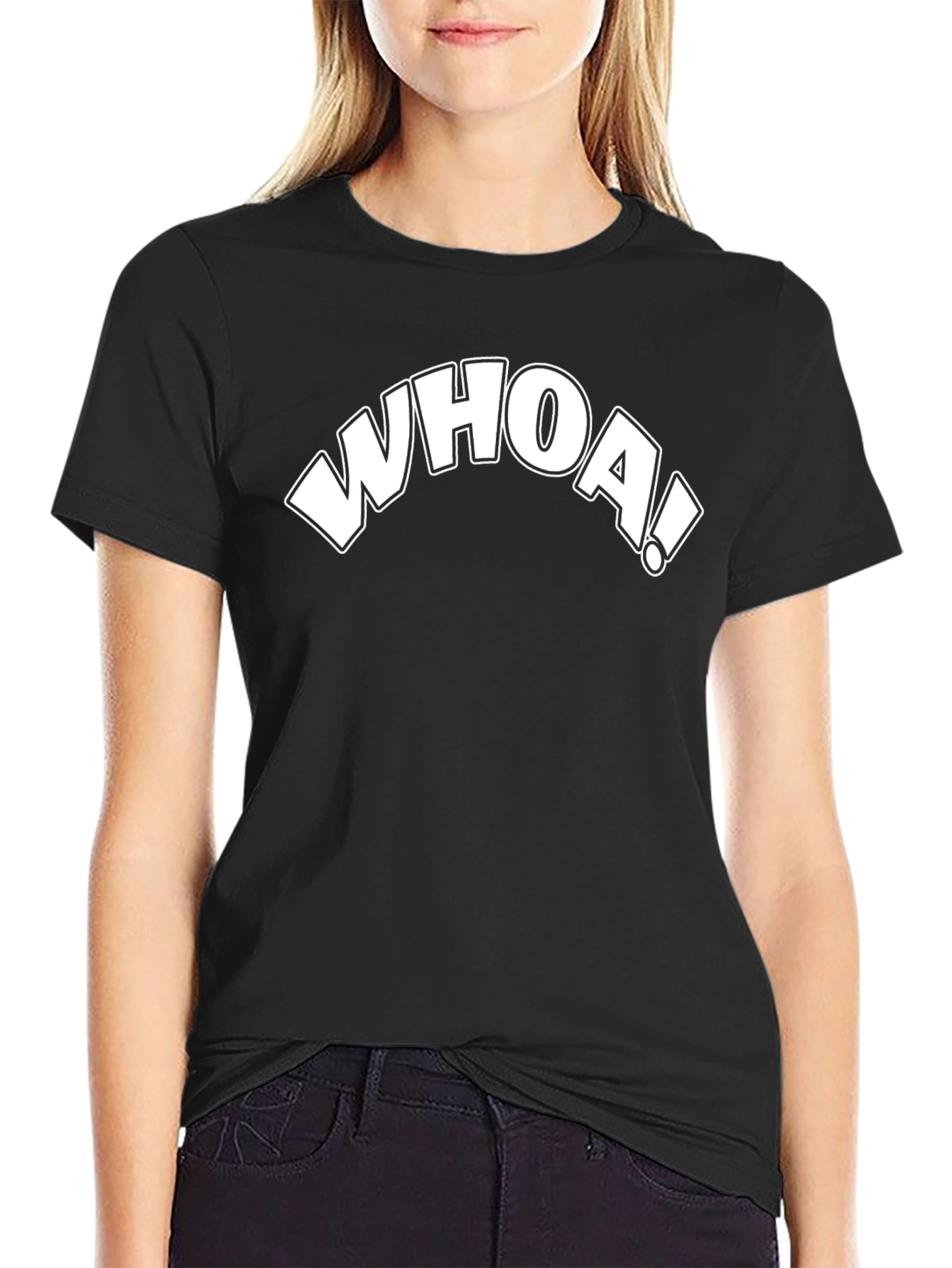Whoa! Graphic Print Black T-Shirt - Cool Casual Tee
