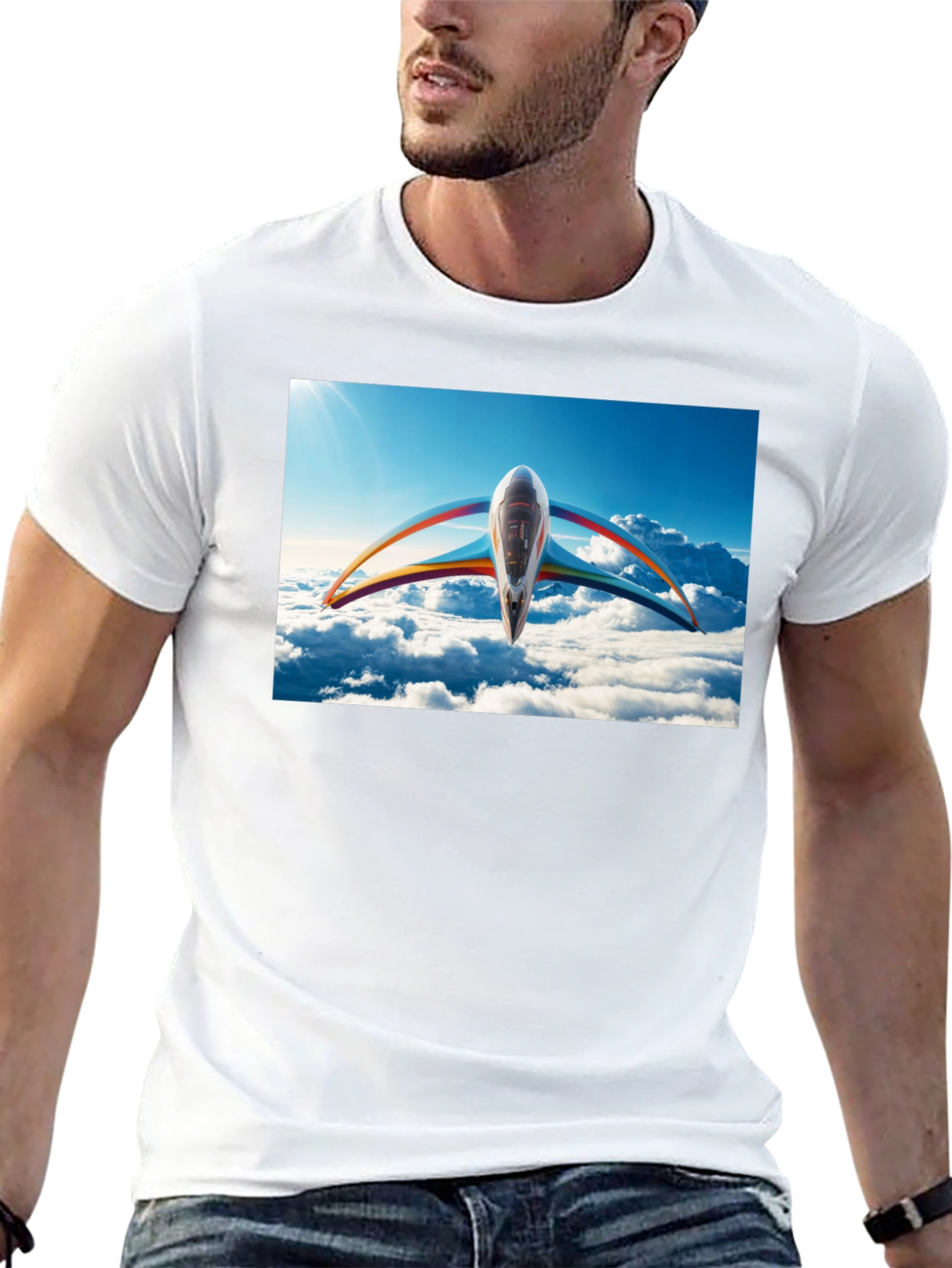 Futuristic Plane Graphic T-Shirt