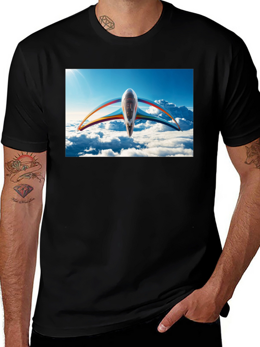 Futuristic Plane Graphic T-Shirt