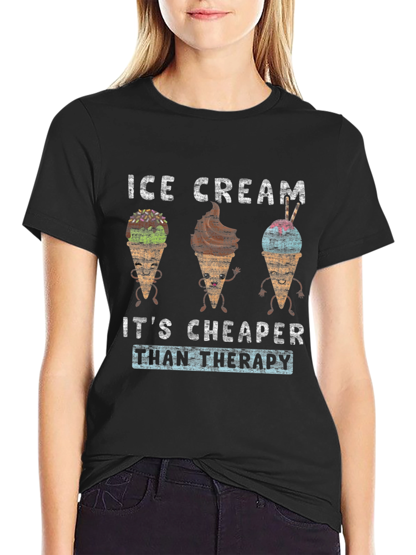 Ice Cream Cheaper Than Therapy Graphic Tee