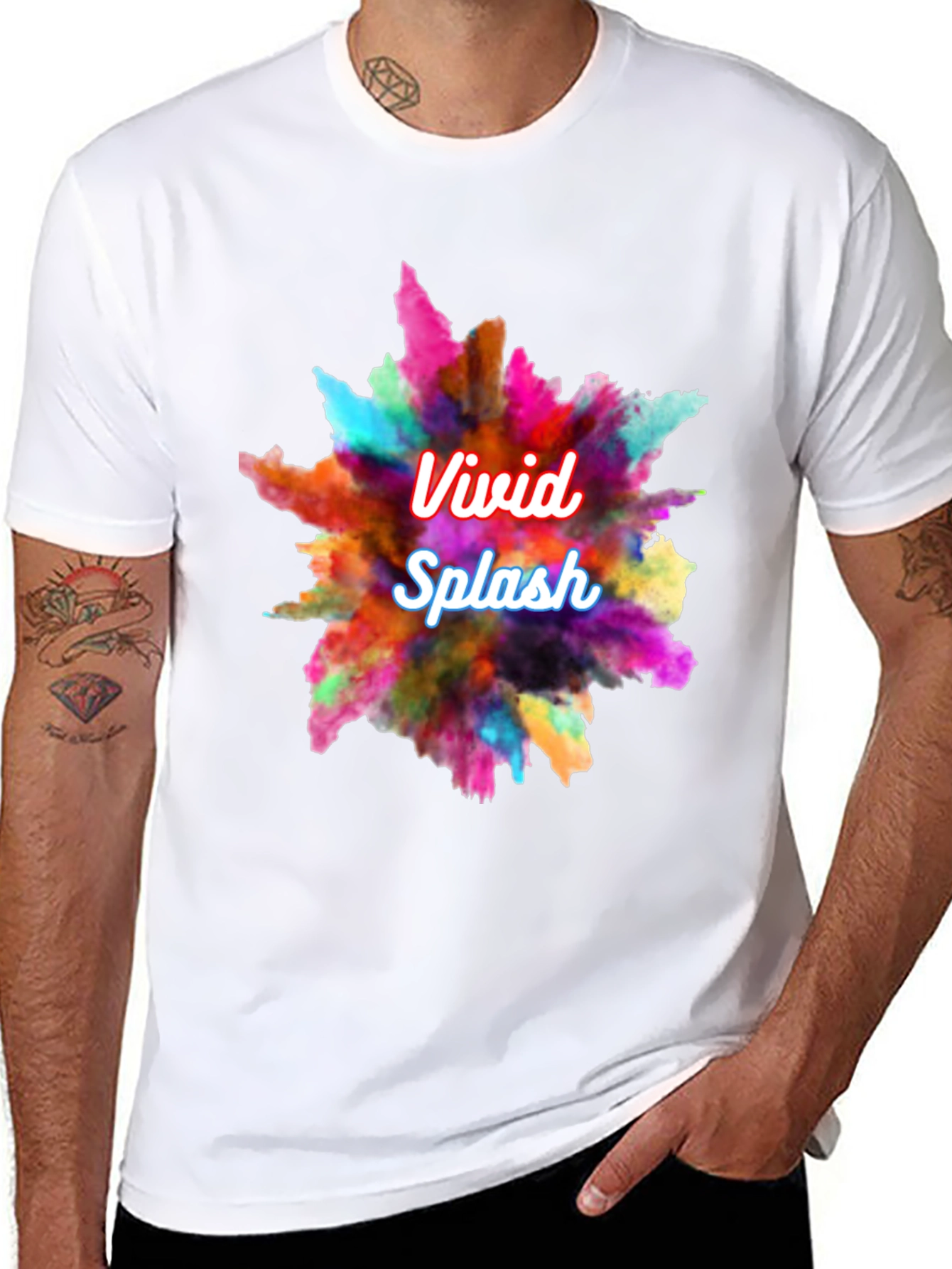 Vivid Splash Graphic T-Shirt - Black Crew Neck