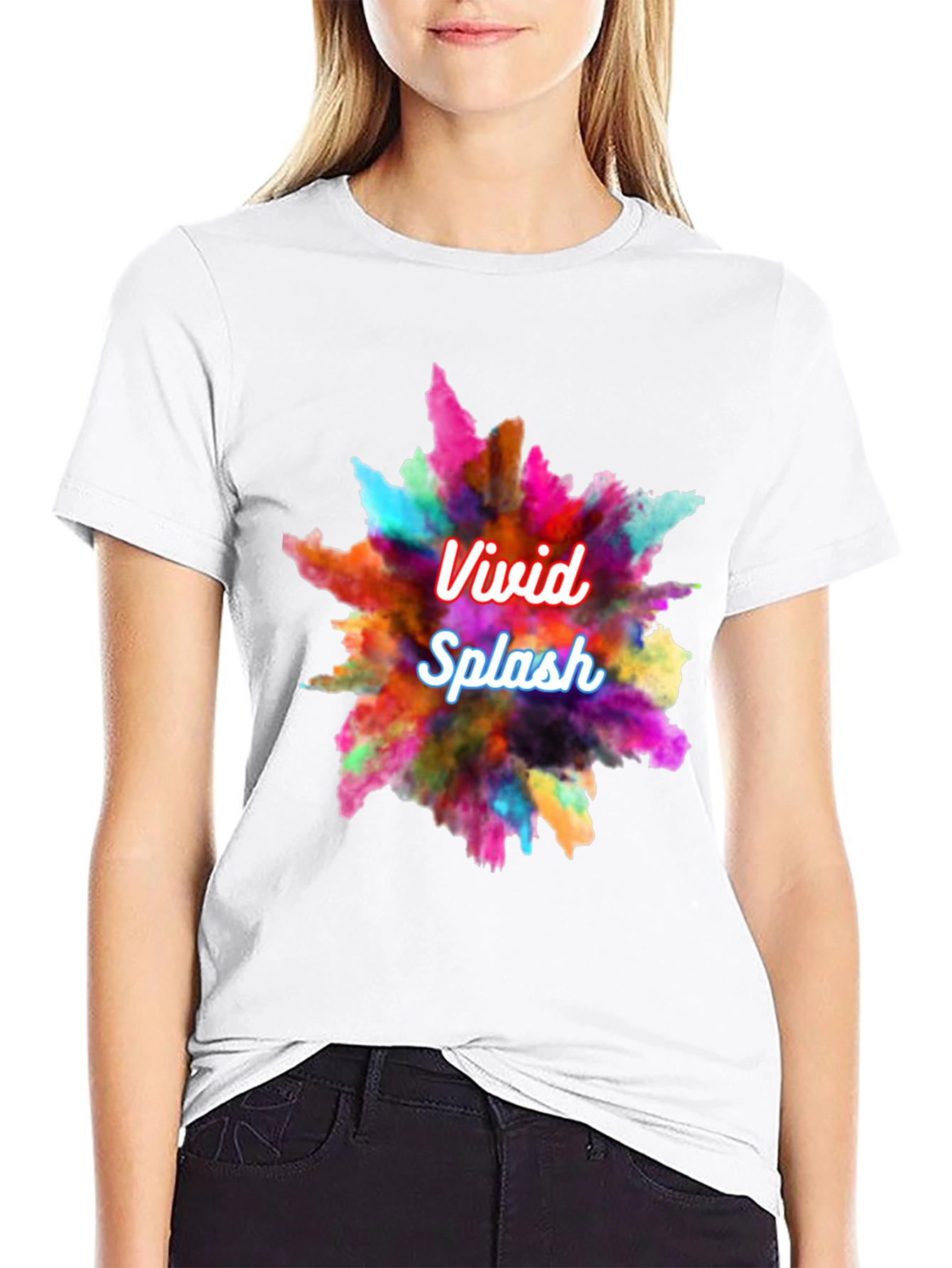 Vivid Splash Graphic T-Shirt - Black Crew Neck