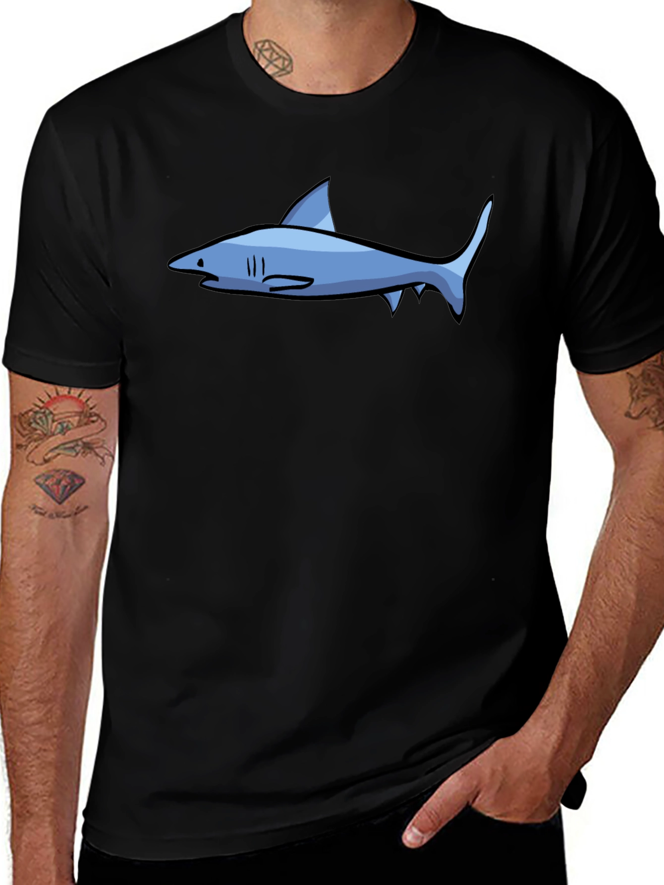 Shark Graphic Tee - Casual Black T-Shirt