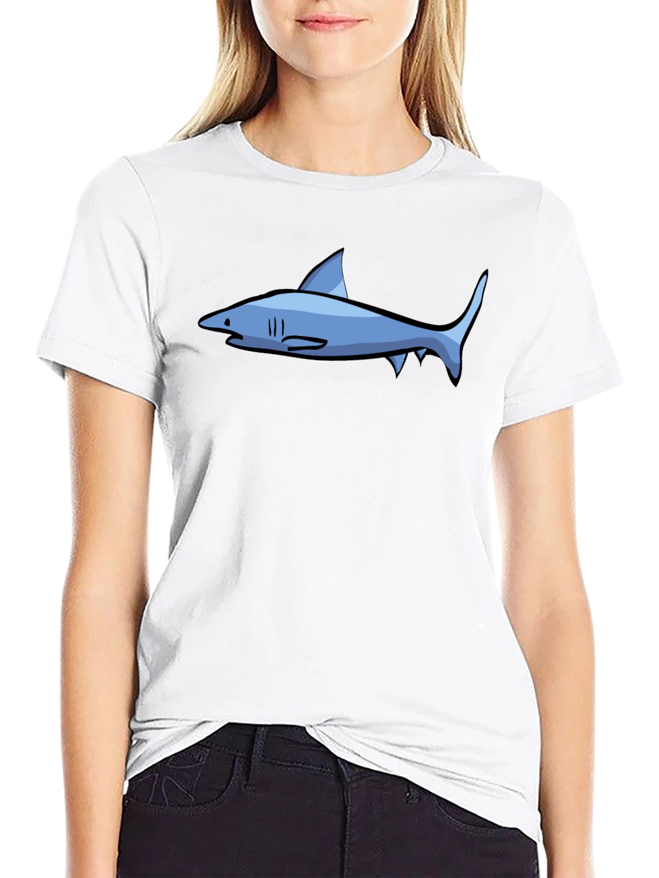 Shark Graphic Tee - Casual Black T-Shirt