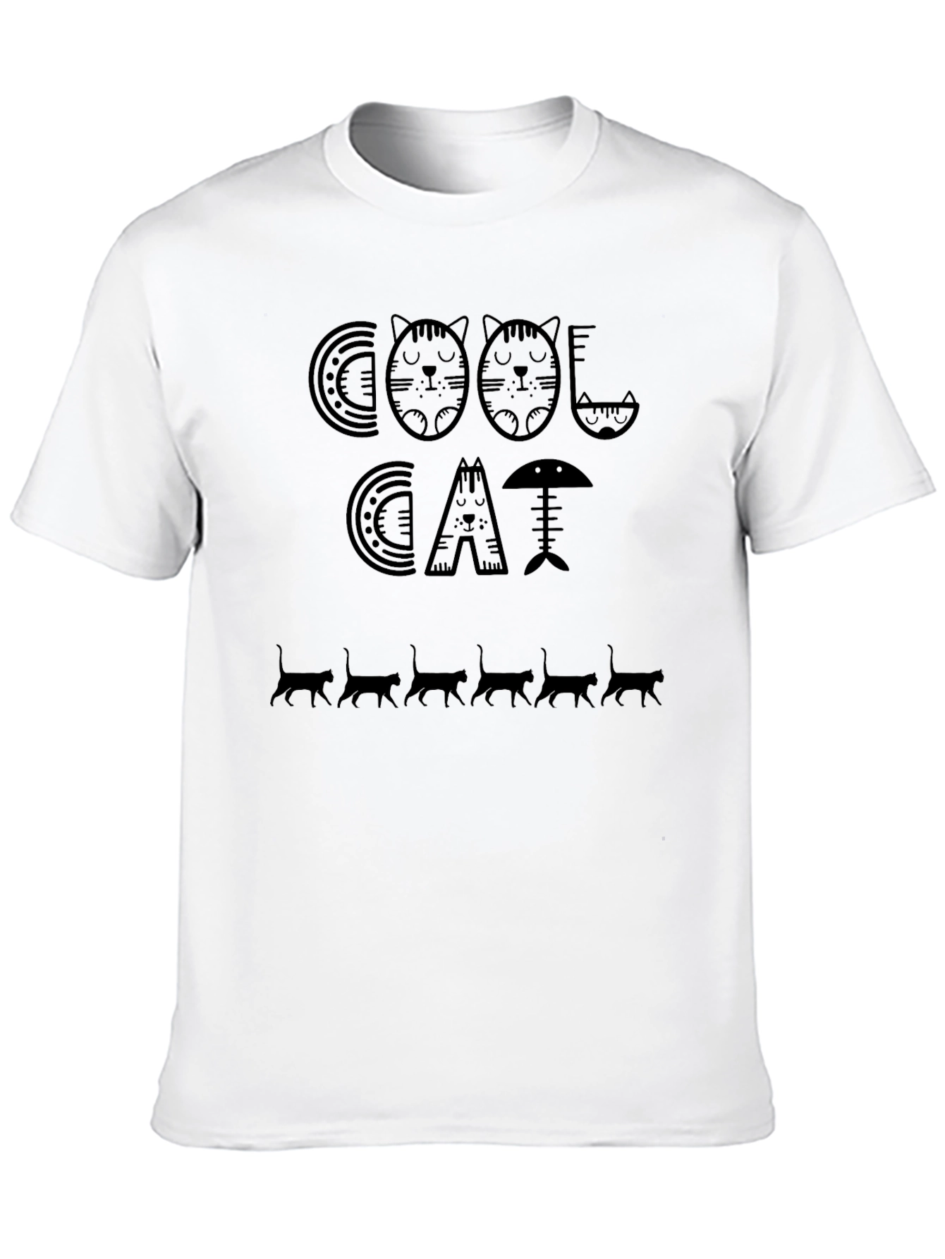 Cool Cat Graphic Print T-Shirt - Black