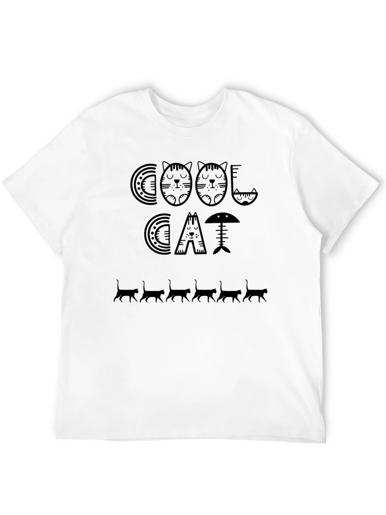 Cool Cat Graphic Print T-Shirt - Black