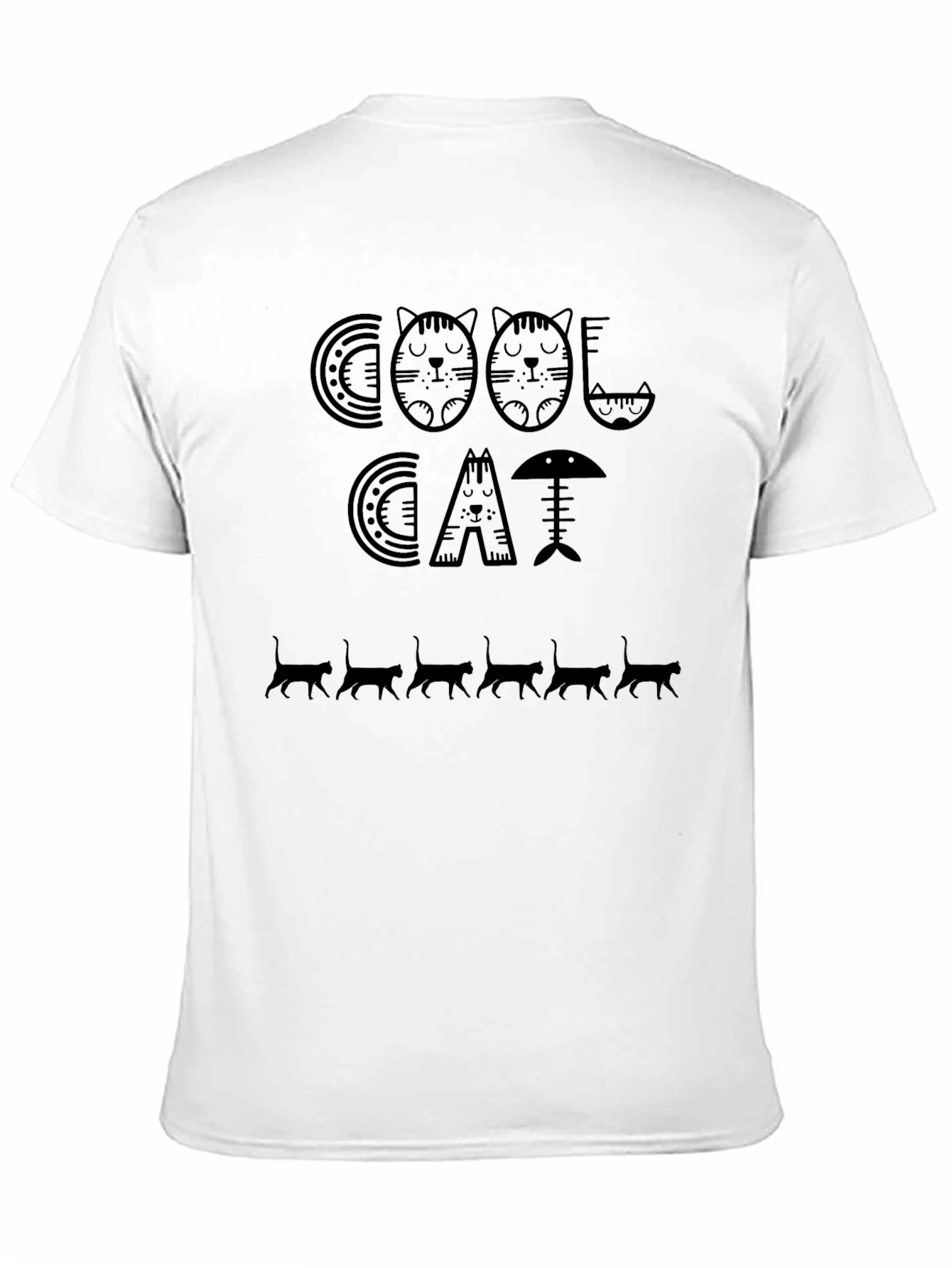 Cool Cat Graphic Print T-Shirt - Black