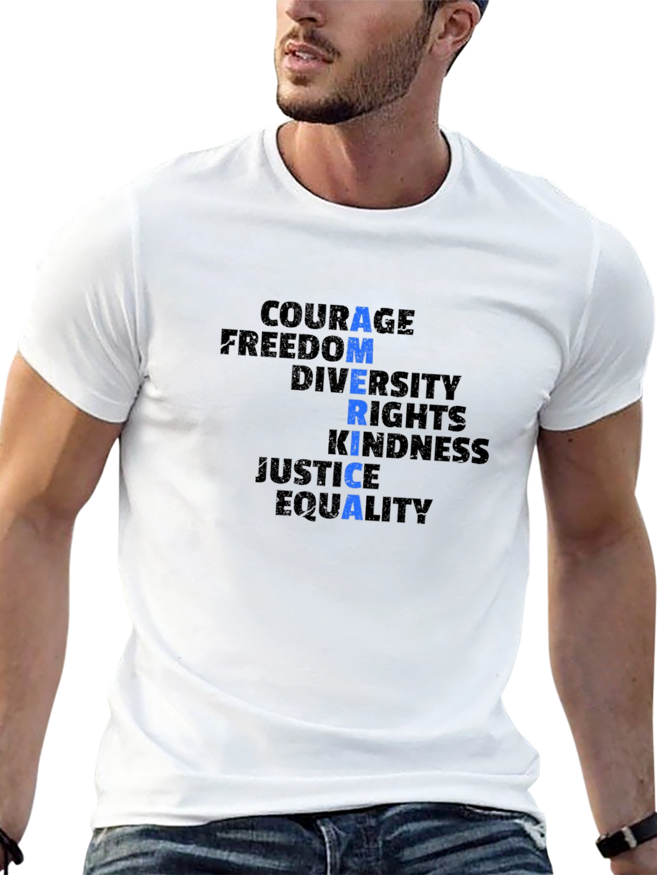 America Word Graphic T-Shirt - Black Unisex