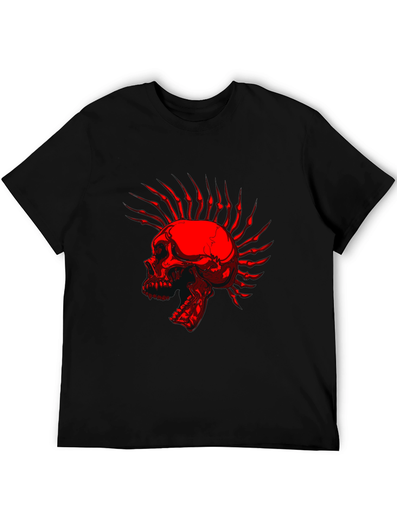 Skull Mohawk Graphic T-Shirt - Edgy Style