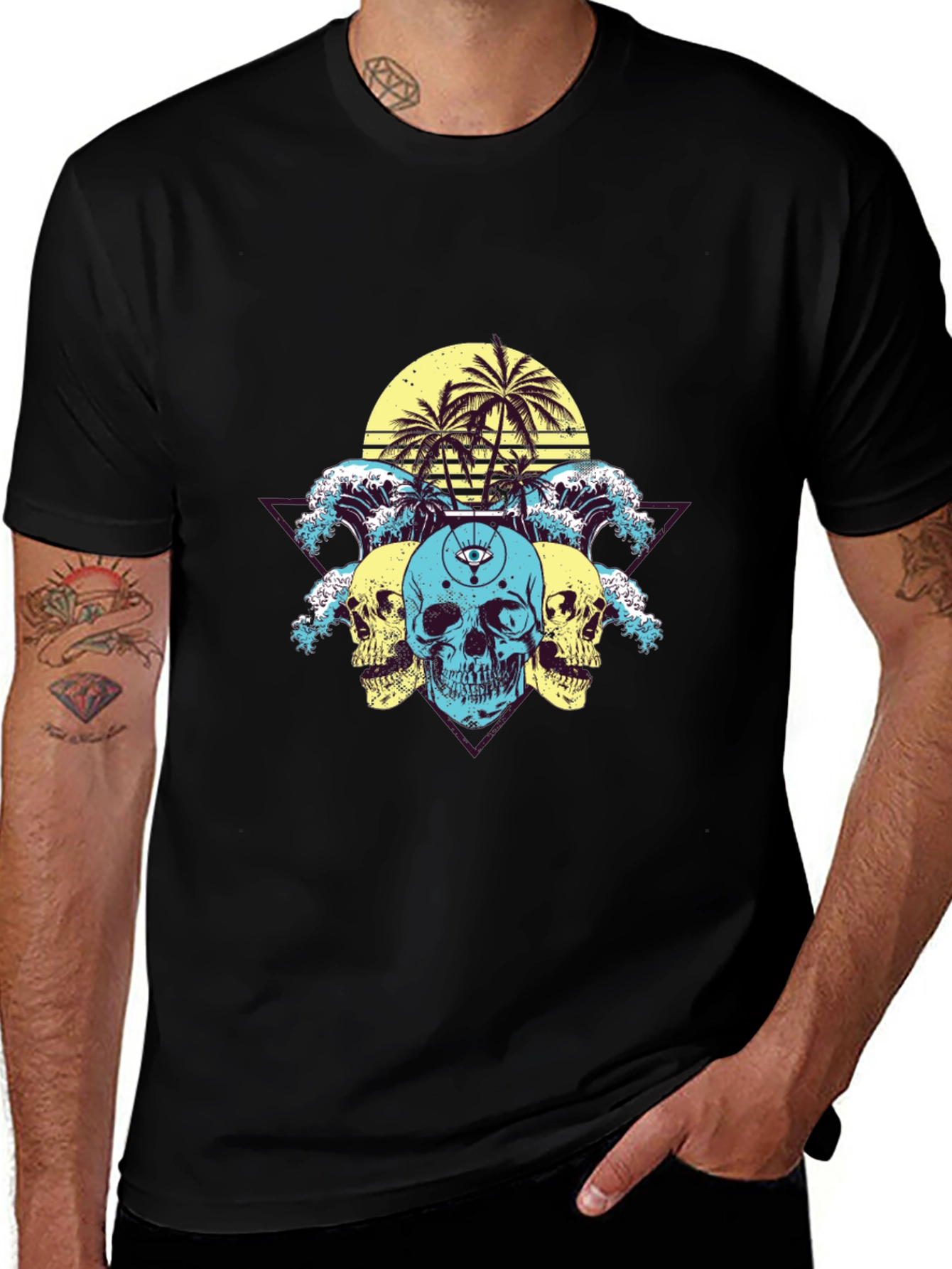 Skull Wave Graphic Tee - Summer Vibes