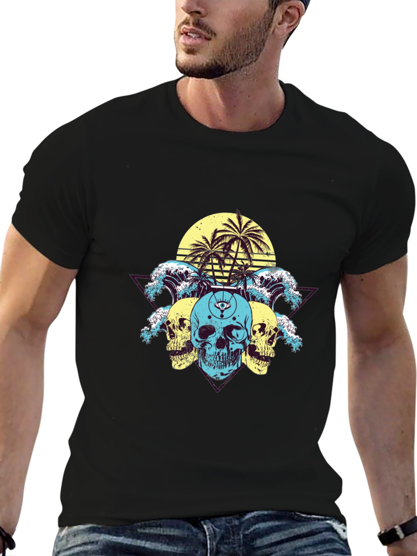 Skull Wave Graphic Tee - Summer Vibes