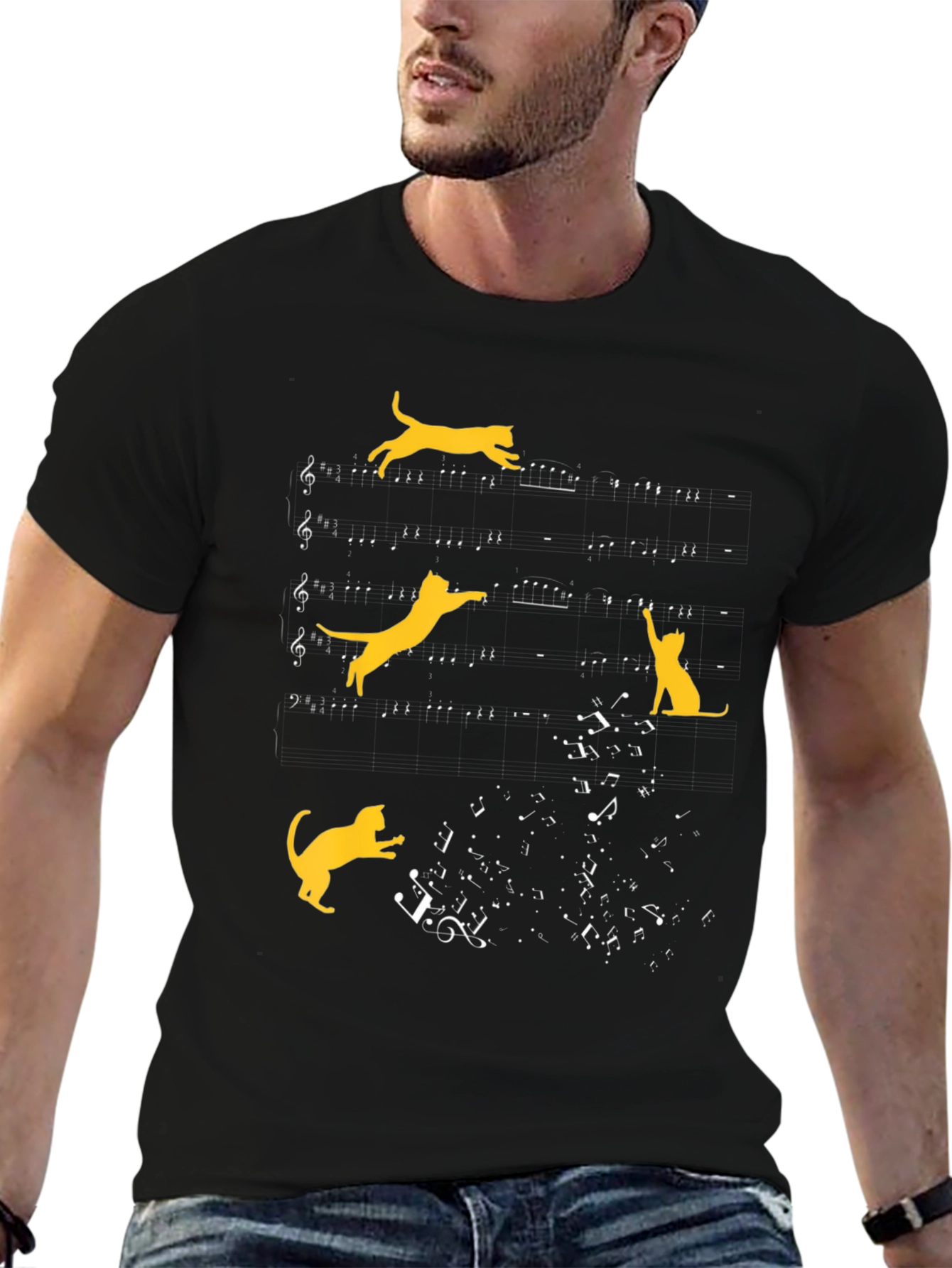 Musical Cats Graphic Tee - Black