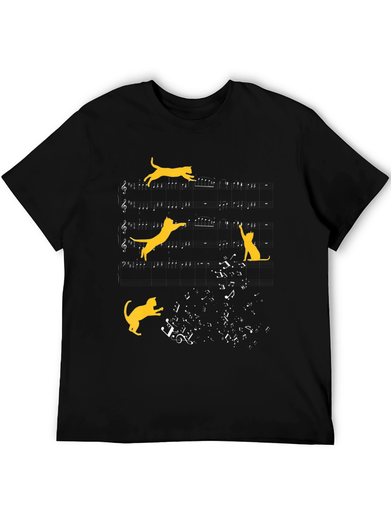 Musical Cats Graphic Tee - Black
