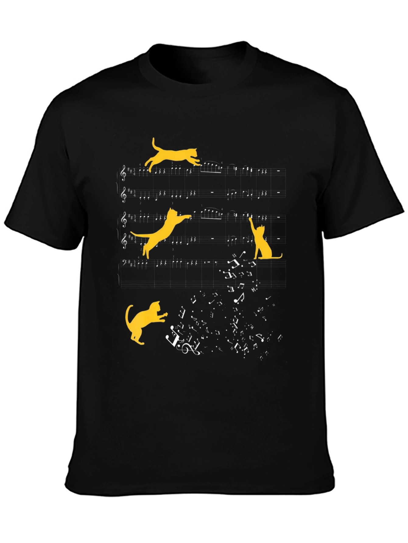 Musical Cats Graphic Tee - Black