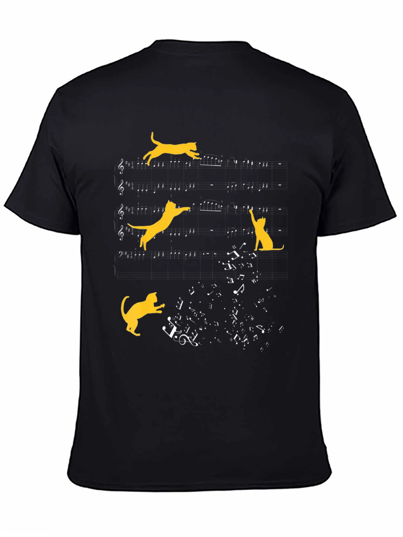 Musical Cats Graphic Tee - Black