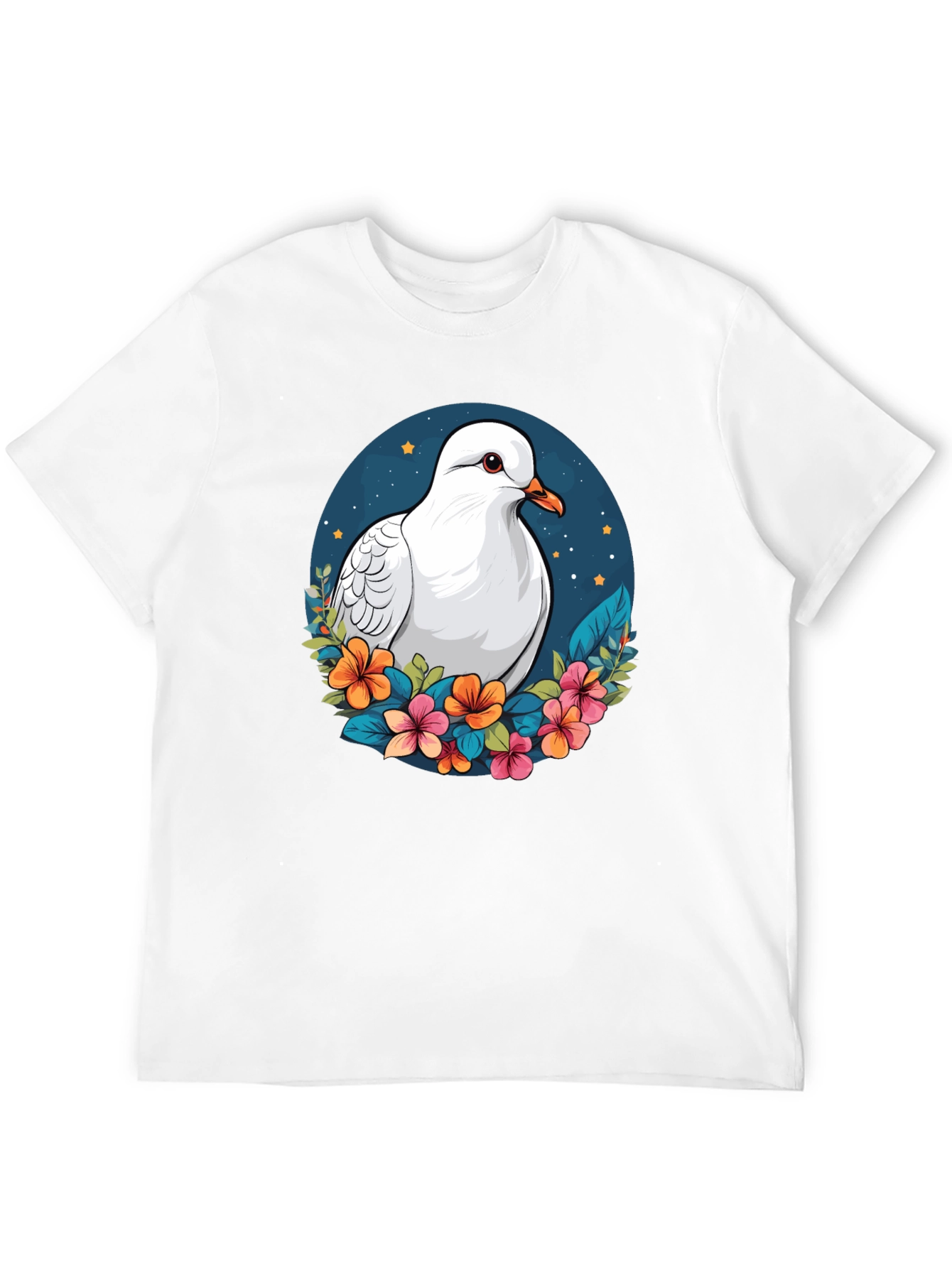 Dove & Floral T-Shirt - Artistic Graphic Tee