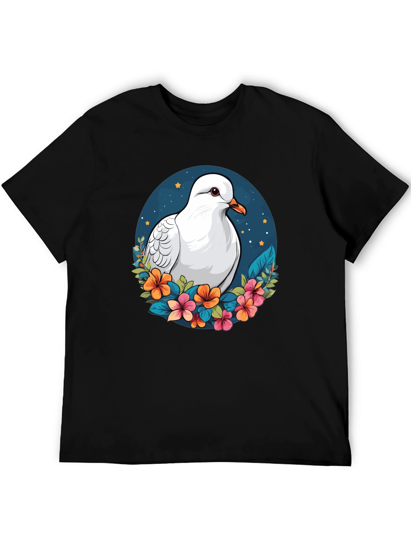 Dove & Floral T-Shirt - Artistic Graphic Tee