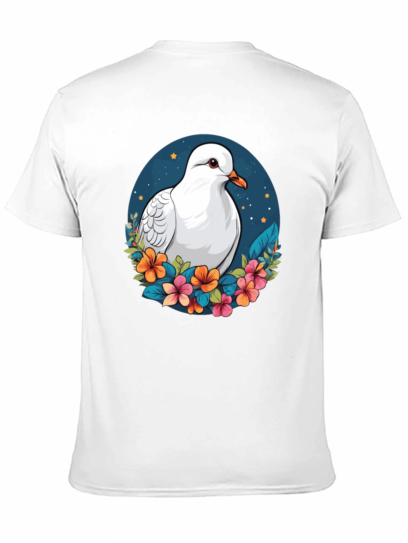 Dove & Floral T-Shirt - Artistic Graphic Tee