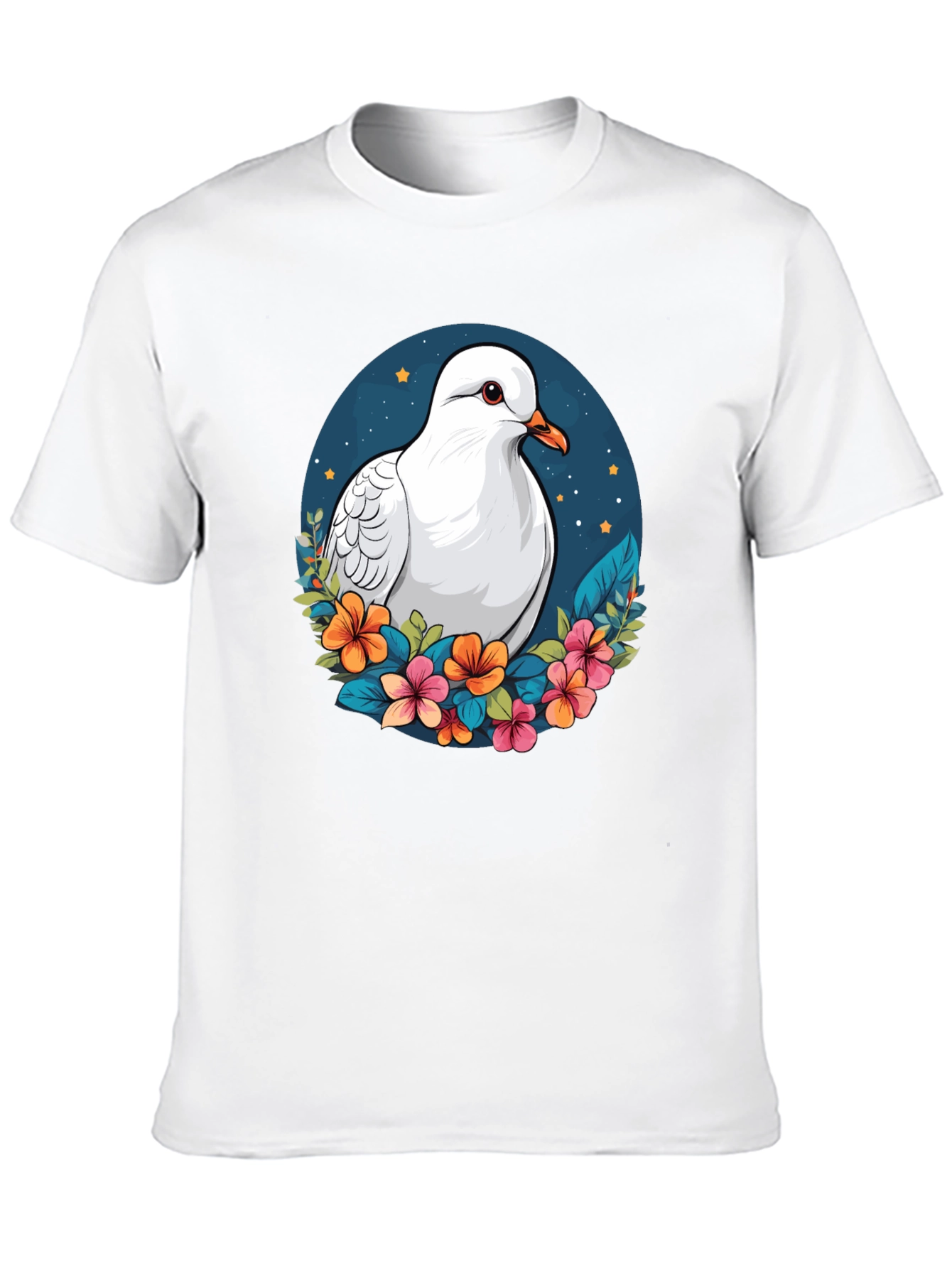 Dove & Floral T-Shirt - Artistic Graphic Tee