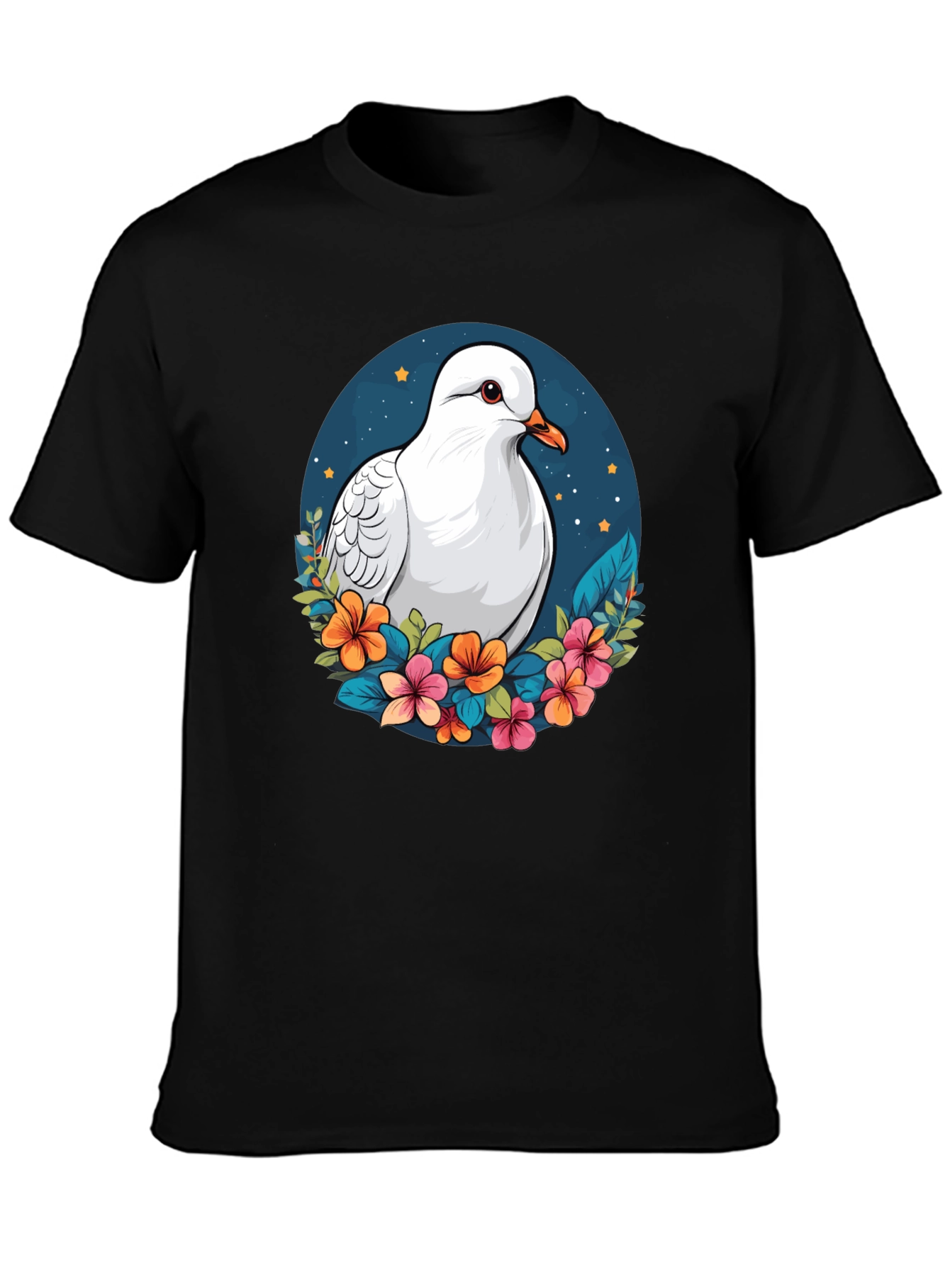 Dove & Floral T-Shirt - Artistic Graphic Tee
