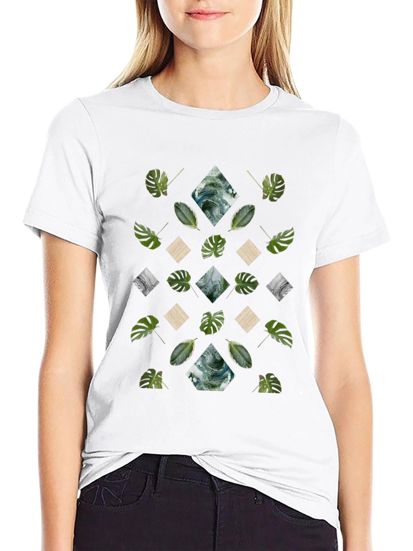 Tropical Diamond Pattern Graphic Tee