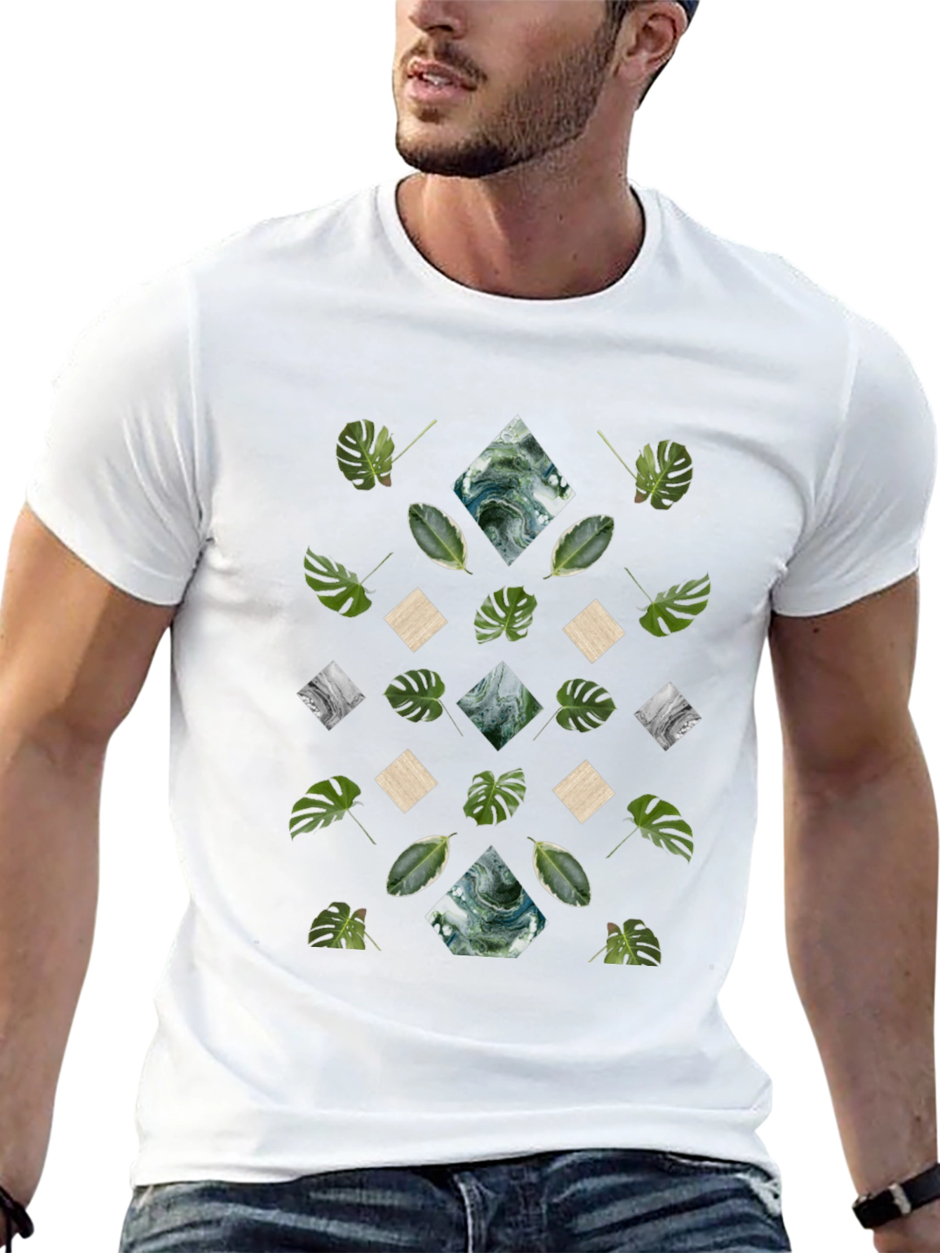 Tropical Diamond Pattern Graphic Tee
